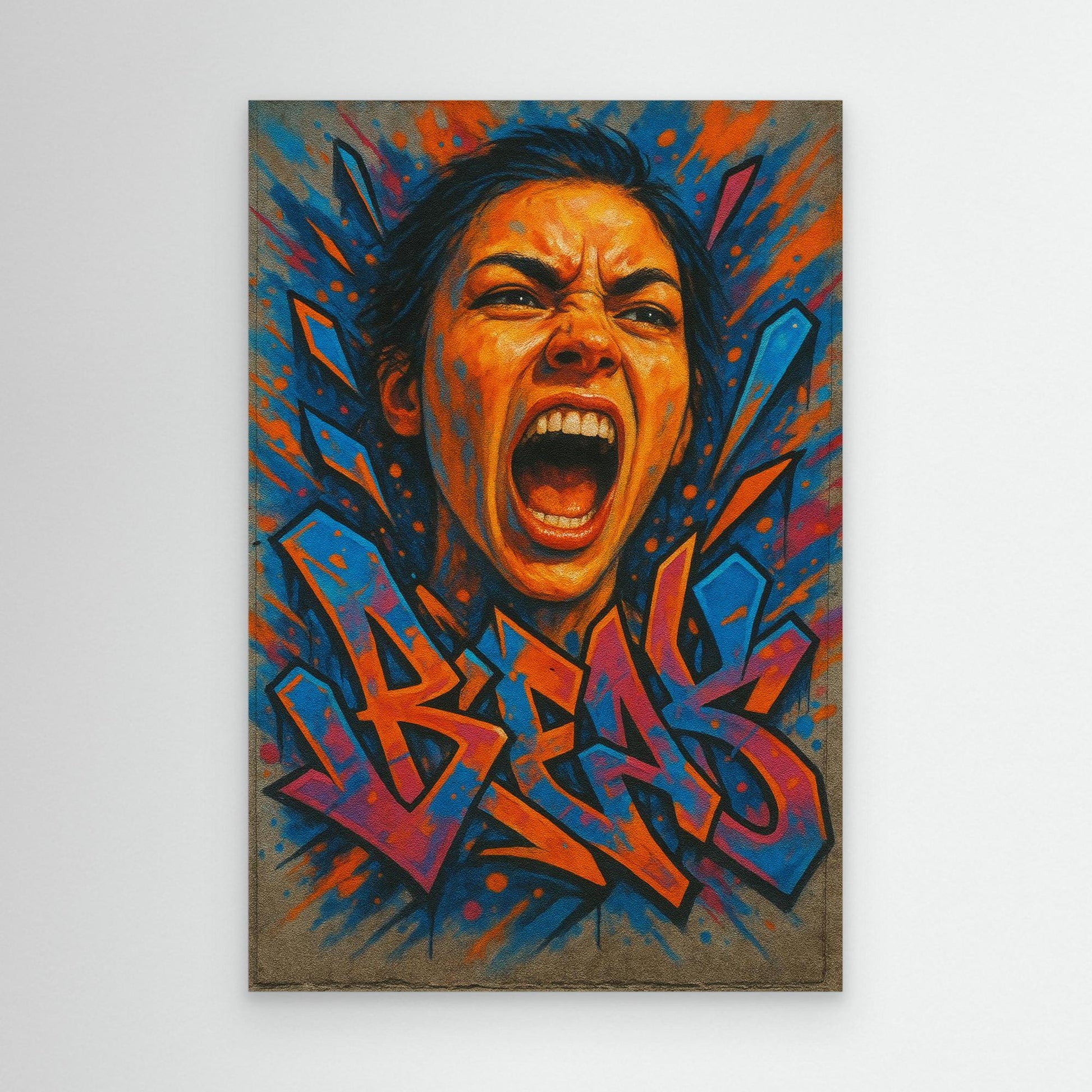 Graffiti Scream Portrait Canvas Wall Art – Bold Urban Style