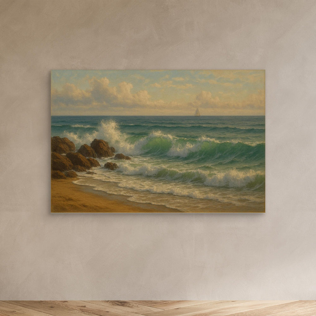 Ocean Serenity – Coastal Waves Canvas Wall Art” | Tranquil Seascape Print