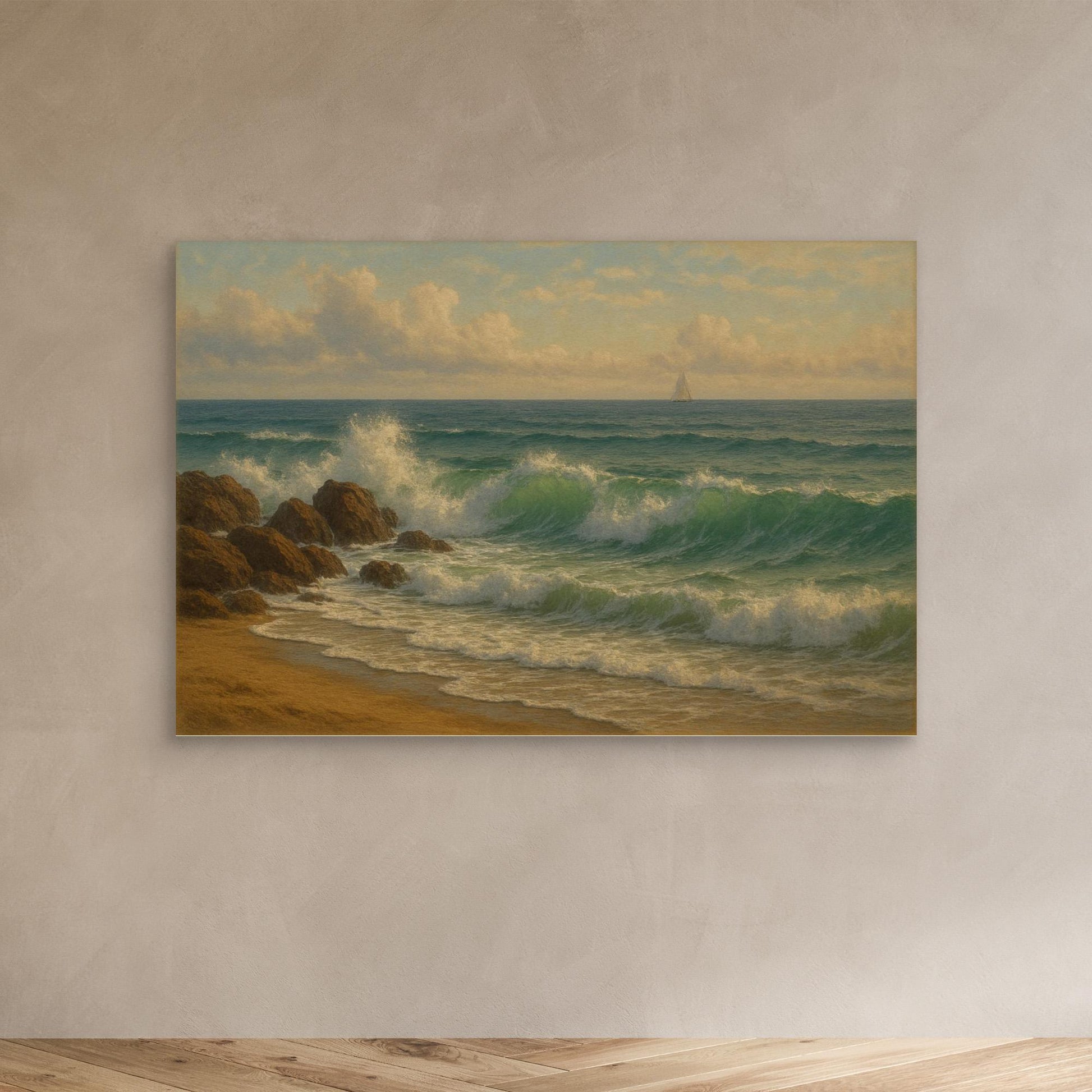 Ocean Serenity – Coastal Waves Canvas Wall Art” | Tranquil Seascape Print