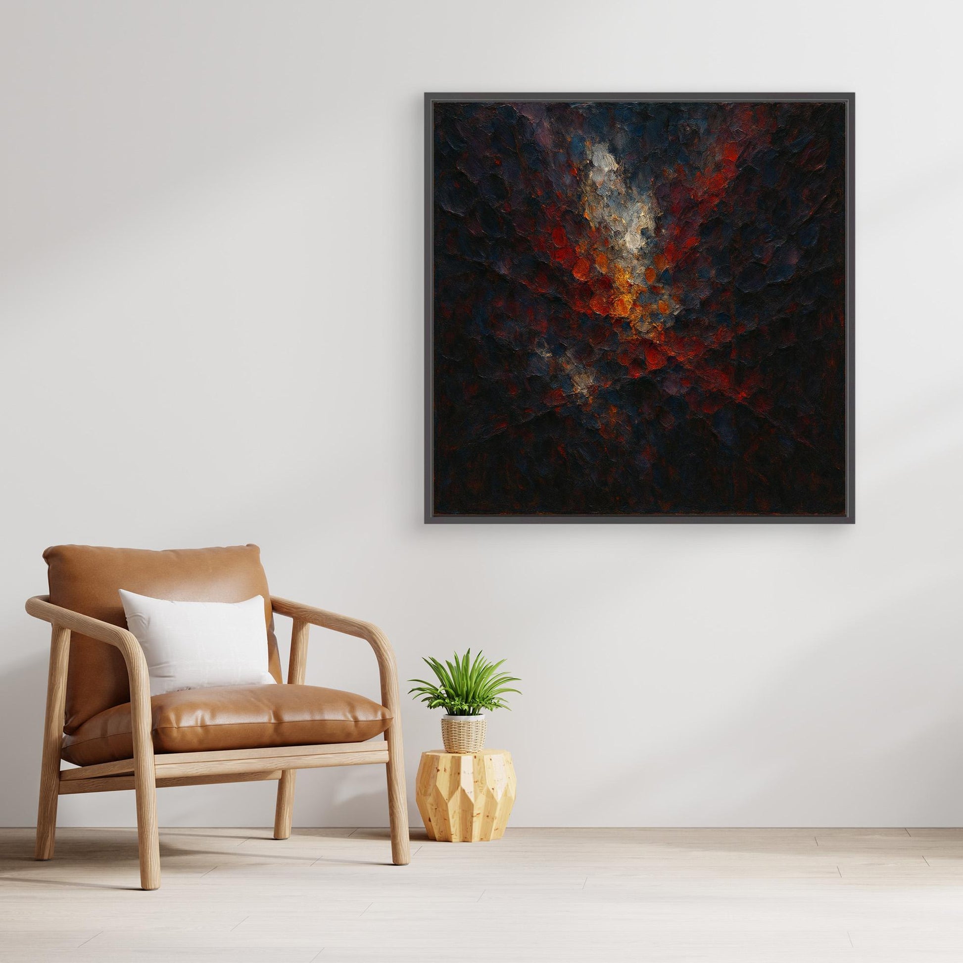 Abstract Flame Burst – Textured Canvas Wall Art in Red & Gold