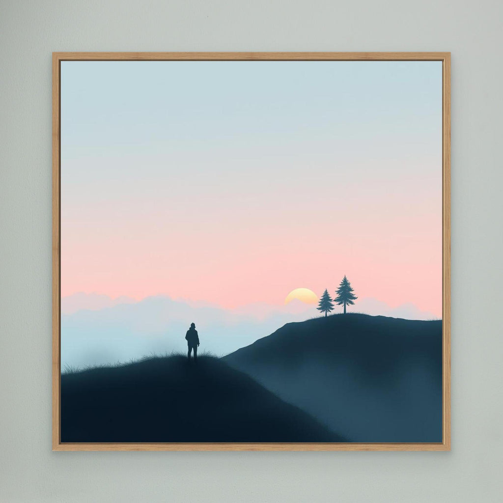 Solitude at Sunset – Minimalist Landscape Canvas Wall Art