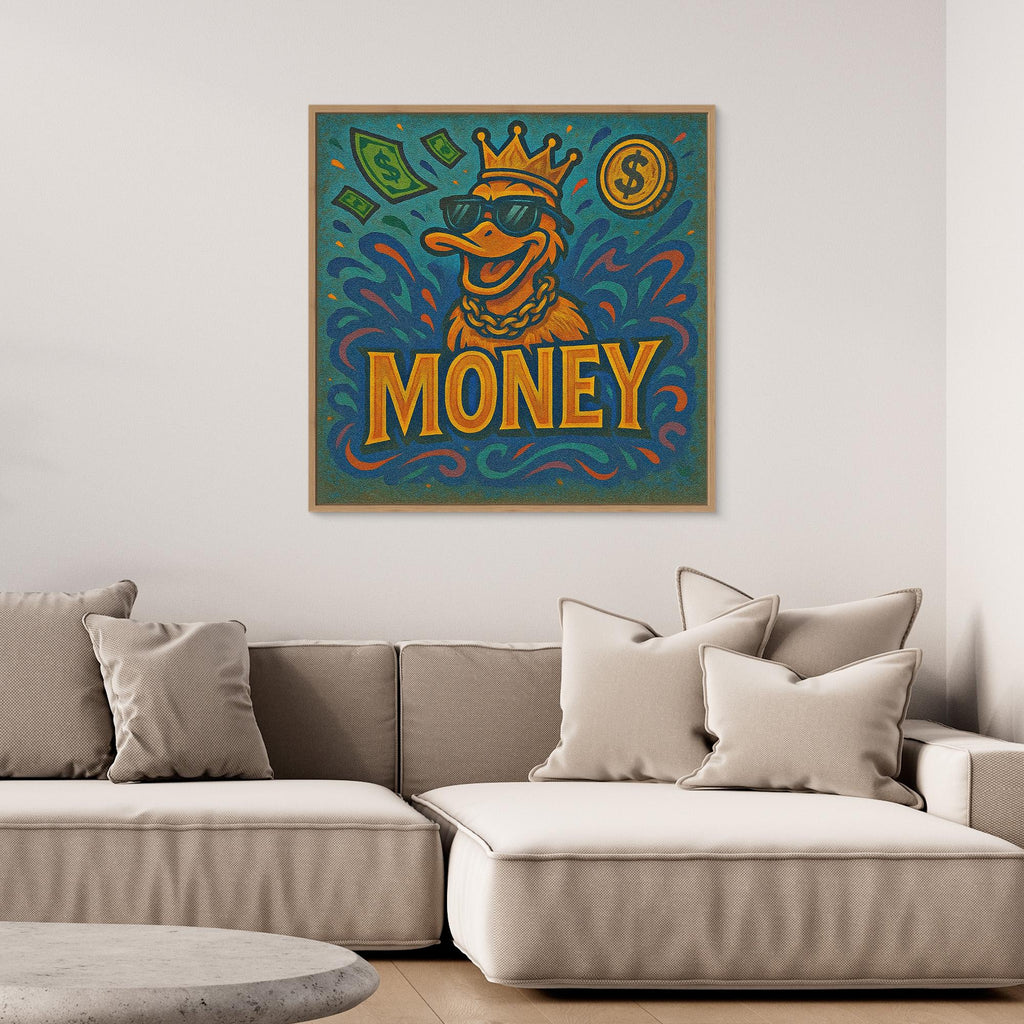 Rich Duck Vibes – Graffiti Style Money Art Print on Canvas | Hip-Hop Street Art Wall Decor
