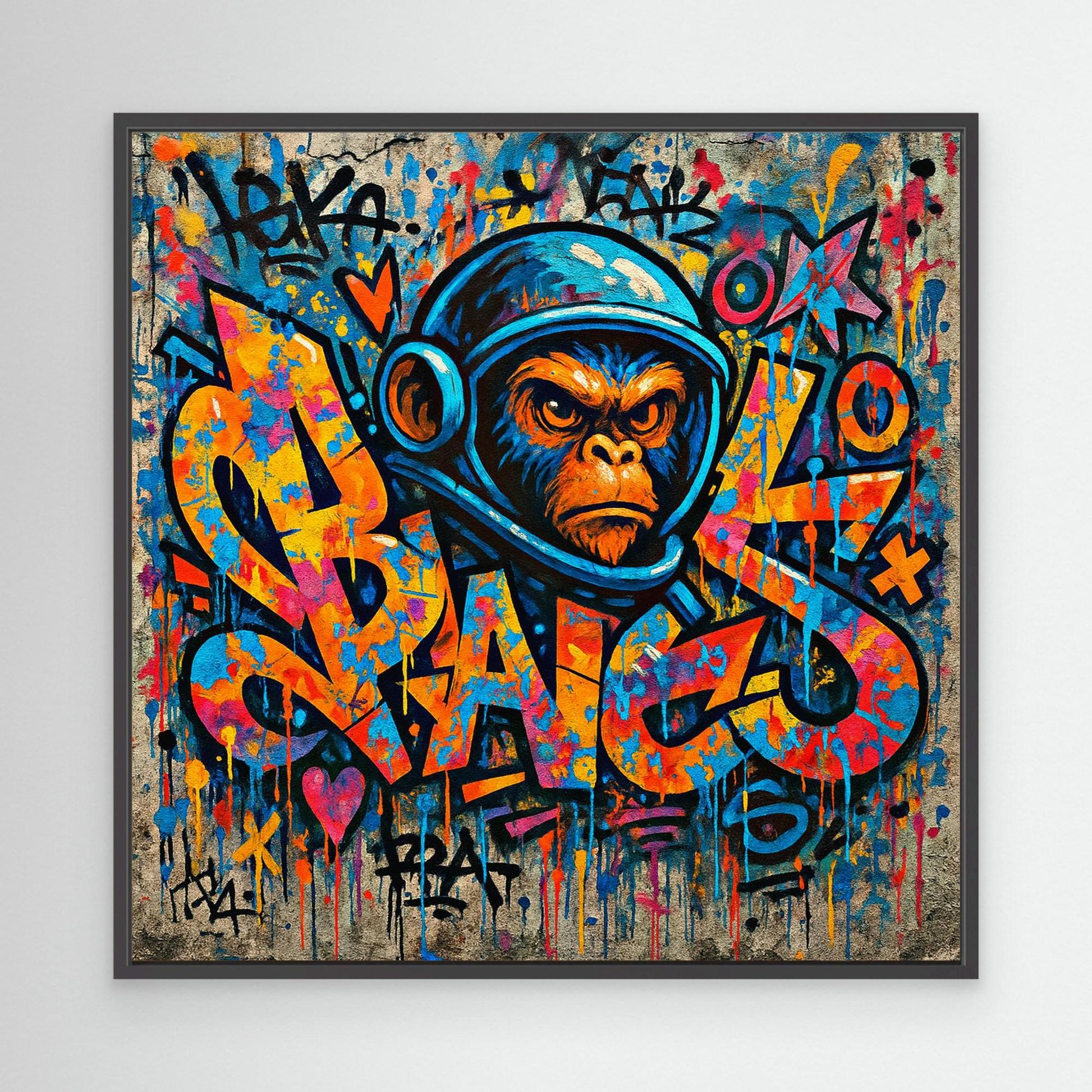 🧠🔥 Urban Space Ape | Bold Graffiti Monkey Canvas Wall Art – Street Style Pop Art Print