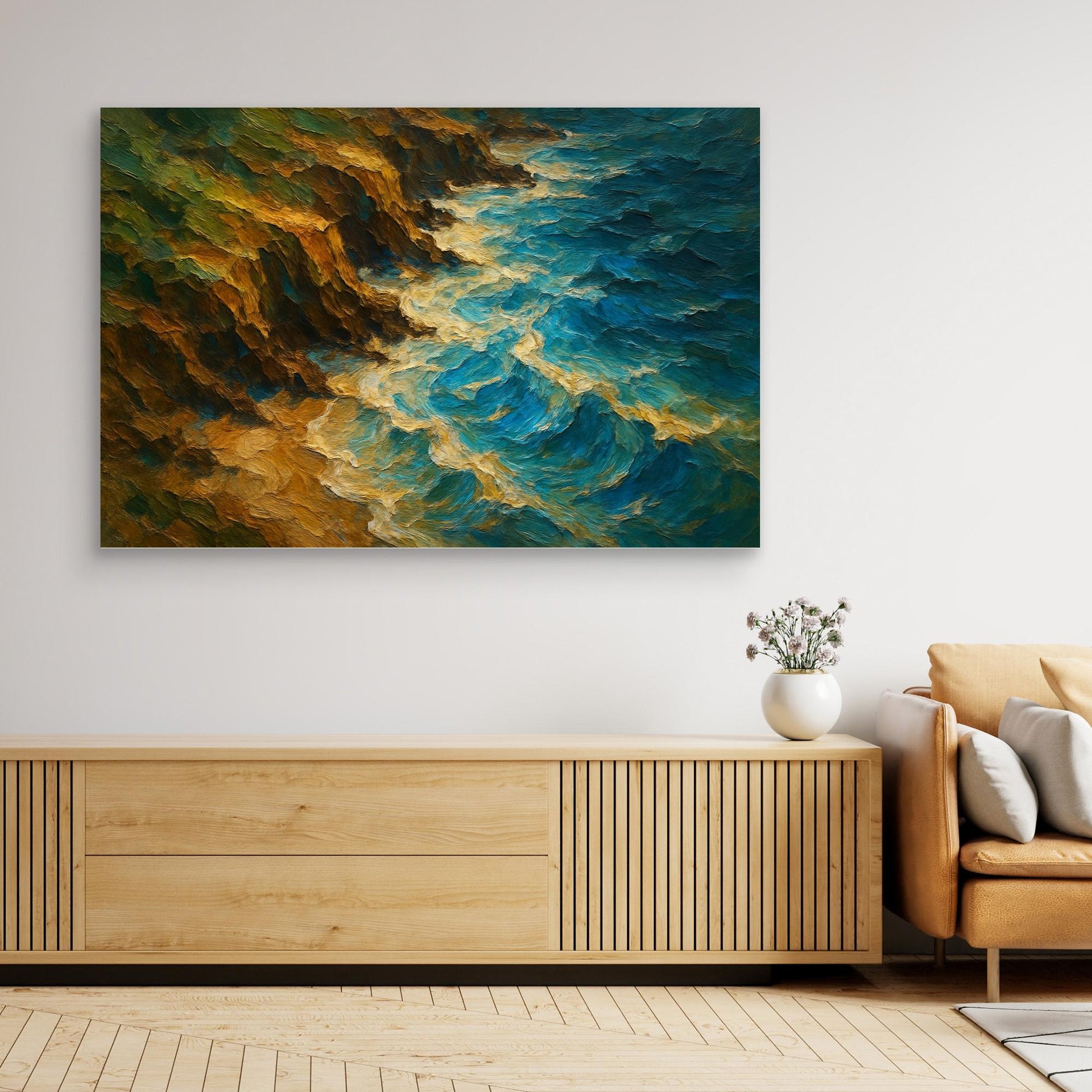 Ocean Cliff Canvas Wall Art – Abstract Coastal Print
