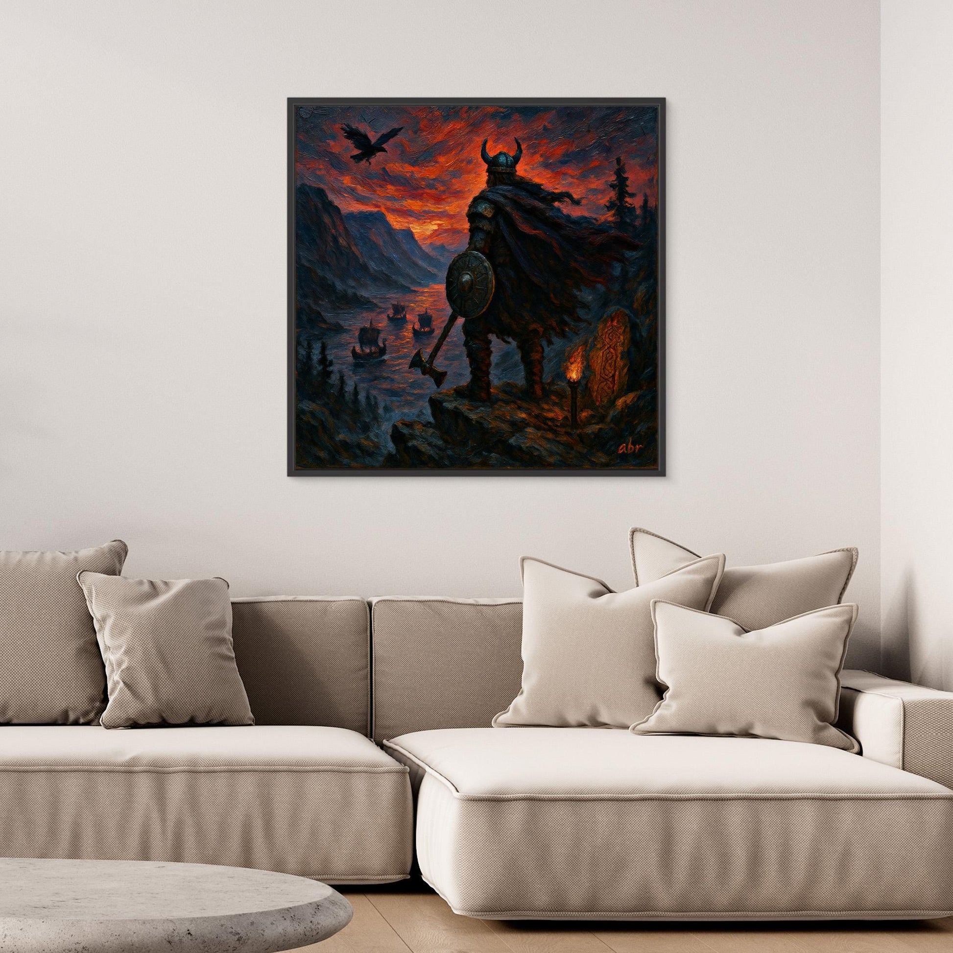 Viking Warrior at Sunset – Canvas Wall Art