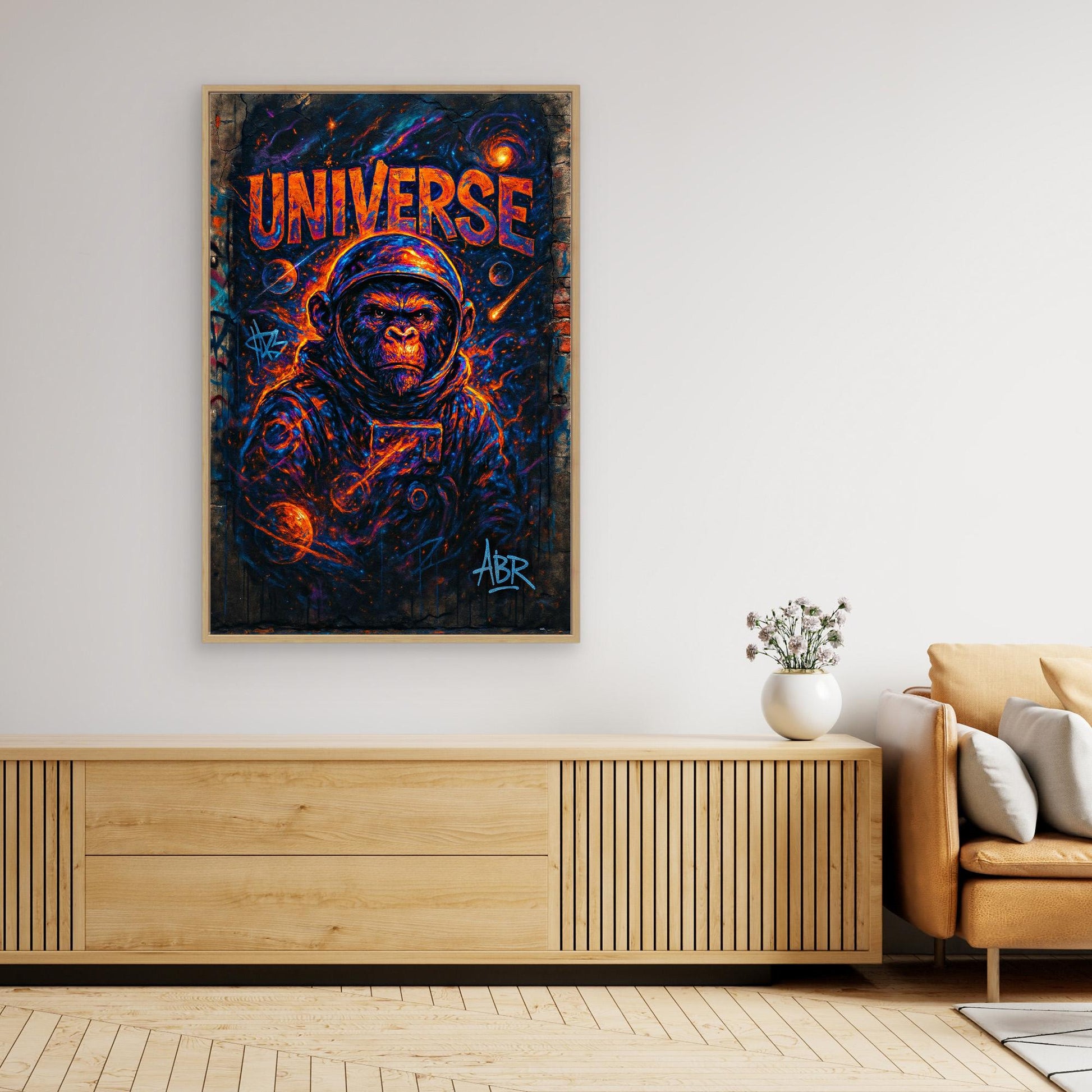 Space Gorilla Canvas Wall Art – Graffiti Style Universe Print