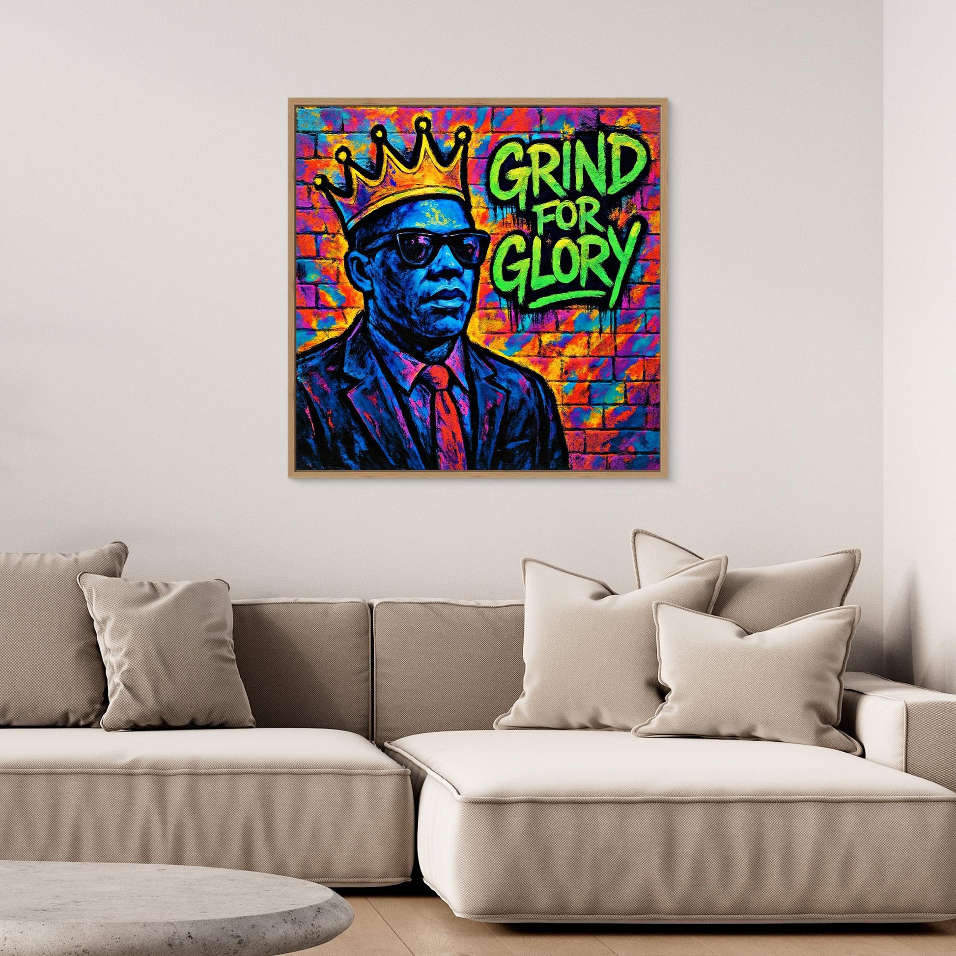 Grind for Glory – Vibrant Urban Street Art Canvas Print | Motivational Graffiti Wall Art