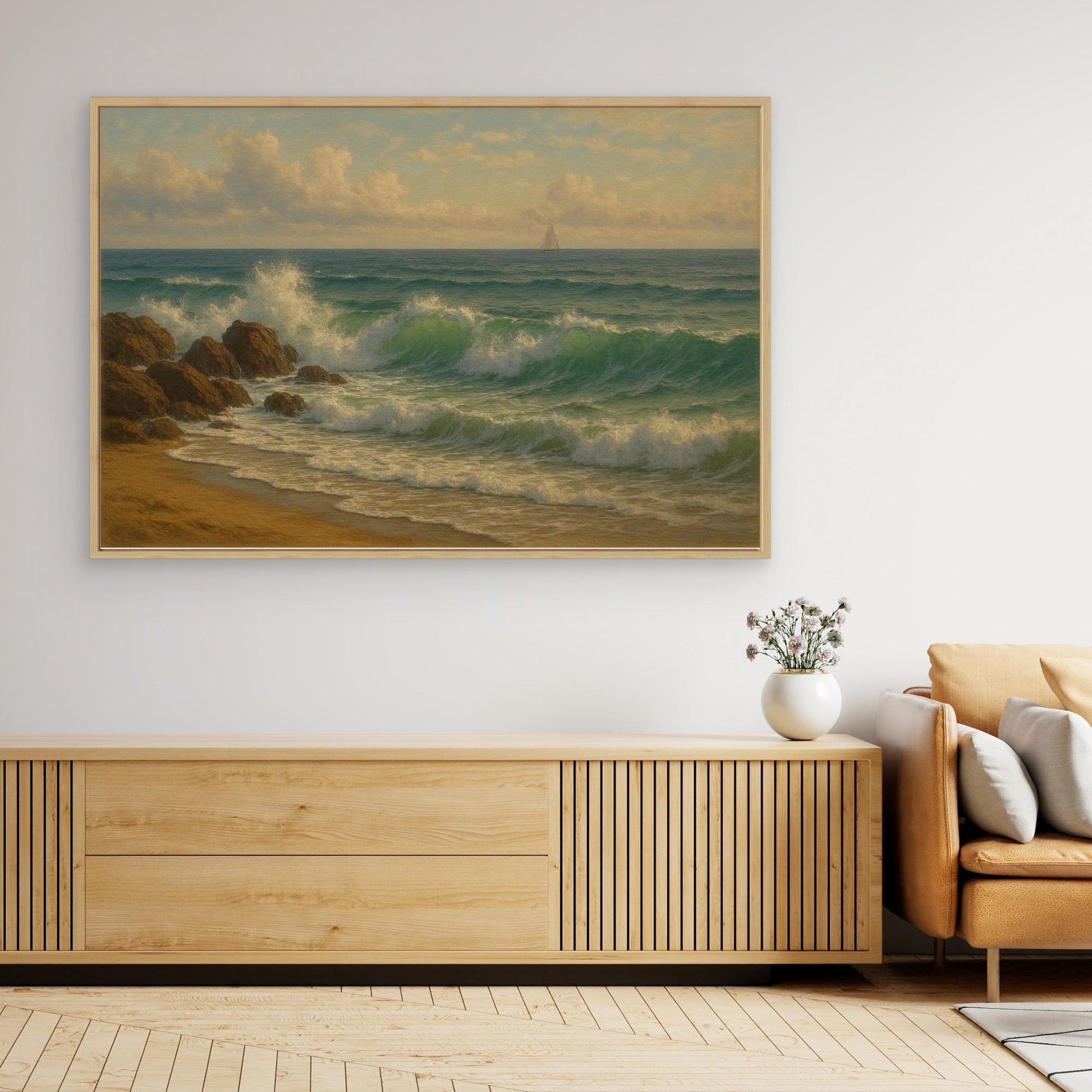 Ocean Serenity – Coastal Waves Canvas Wall Art” | Tranquil Seascape Print