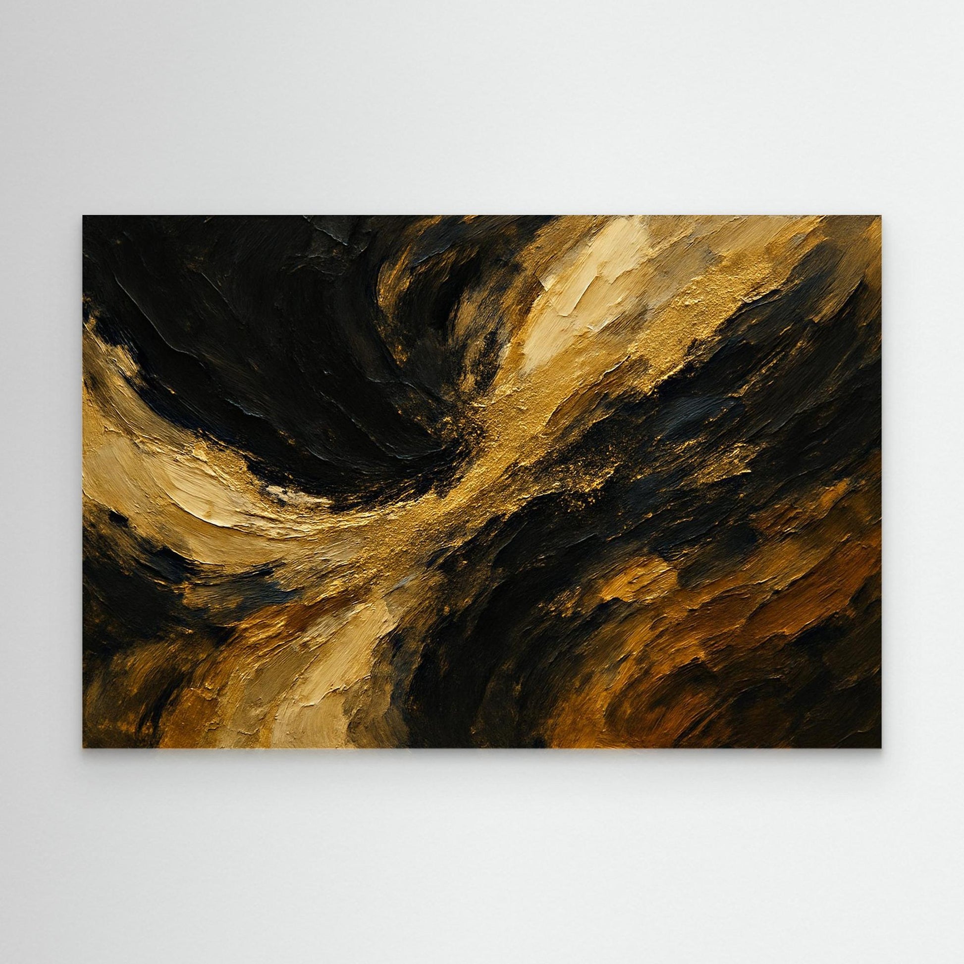 Gold and Black Abstract Canvas Wall Art