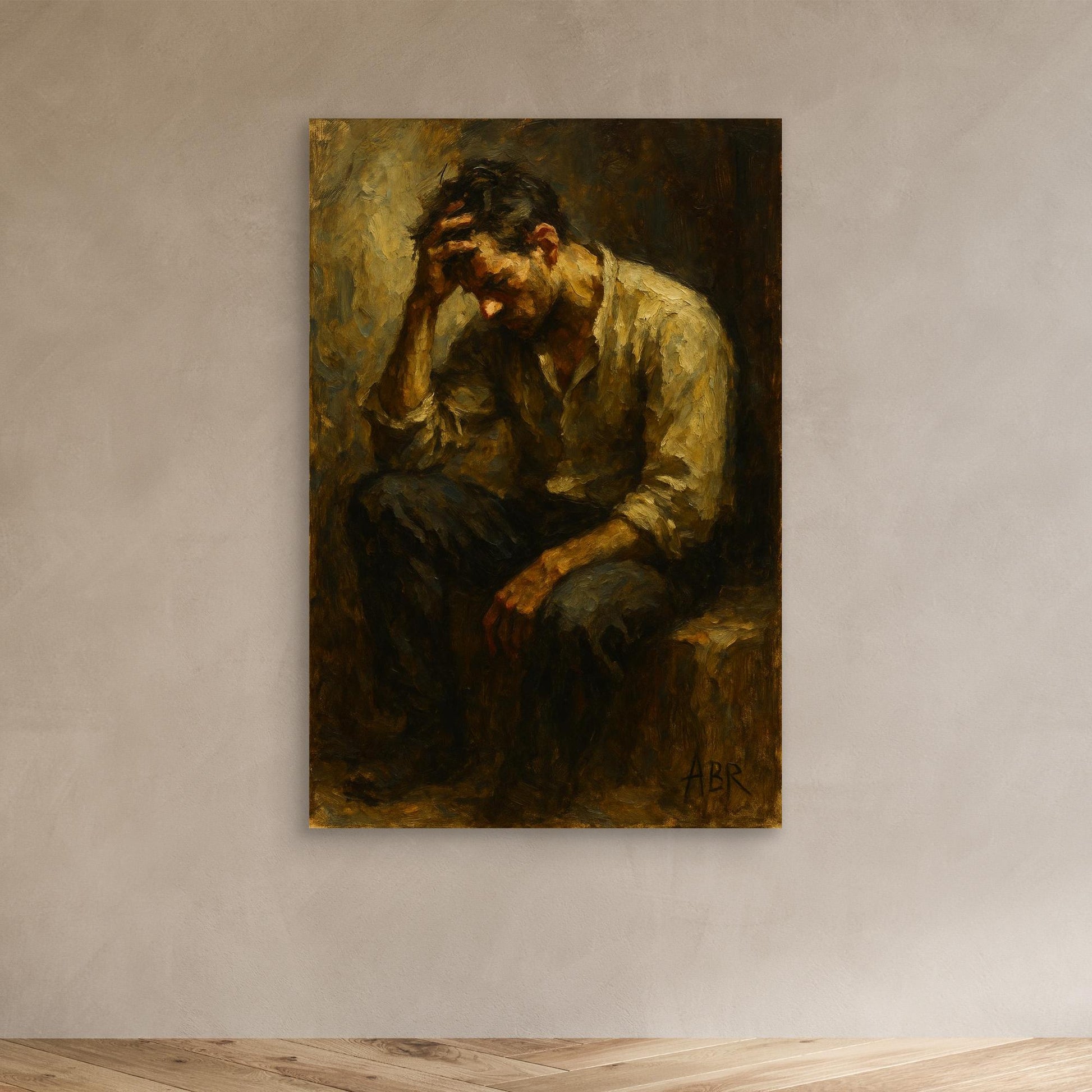 Contemplative Man Figurative Canvas Wall Art