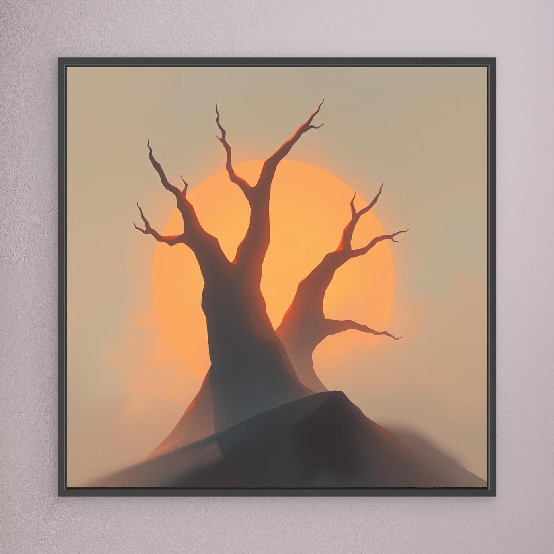 Sunset Silhouettes – Minimalist Tree Landscape Canvas Wall Art | Abstract Nature Print