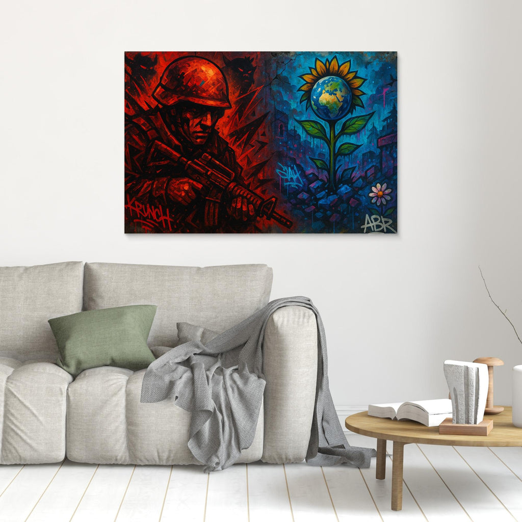 War and Peace Graffiti Canvas Wall Art
