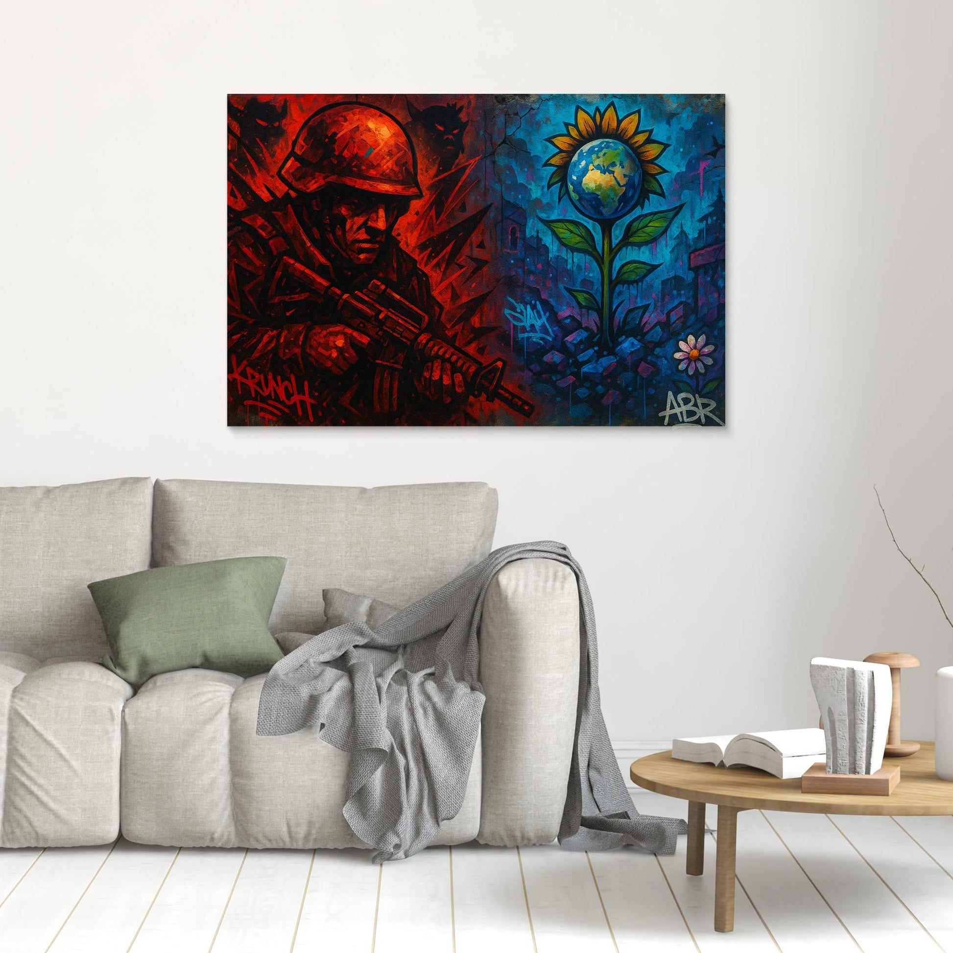 War and Peace Graffiti Canvas Wall Art