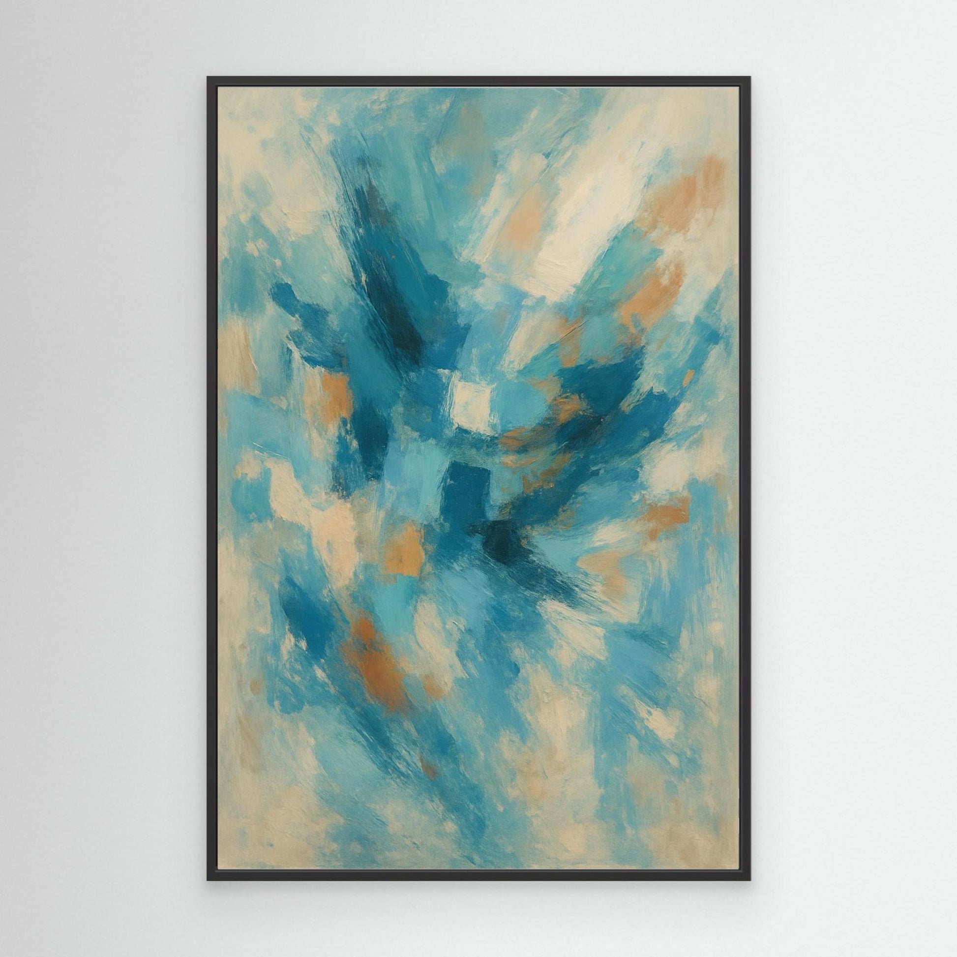 Blue Whisper – Abstract Canvas Wall Art in Oceanic Hues | Modern Splash of Color for Interior Decor