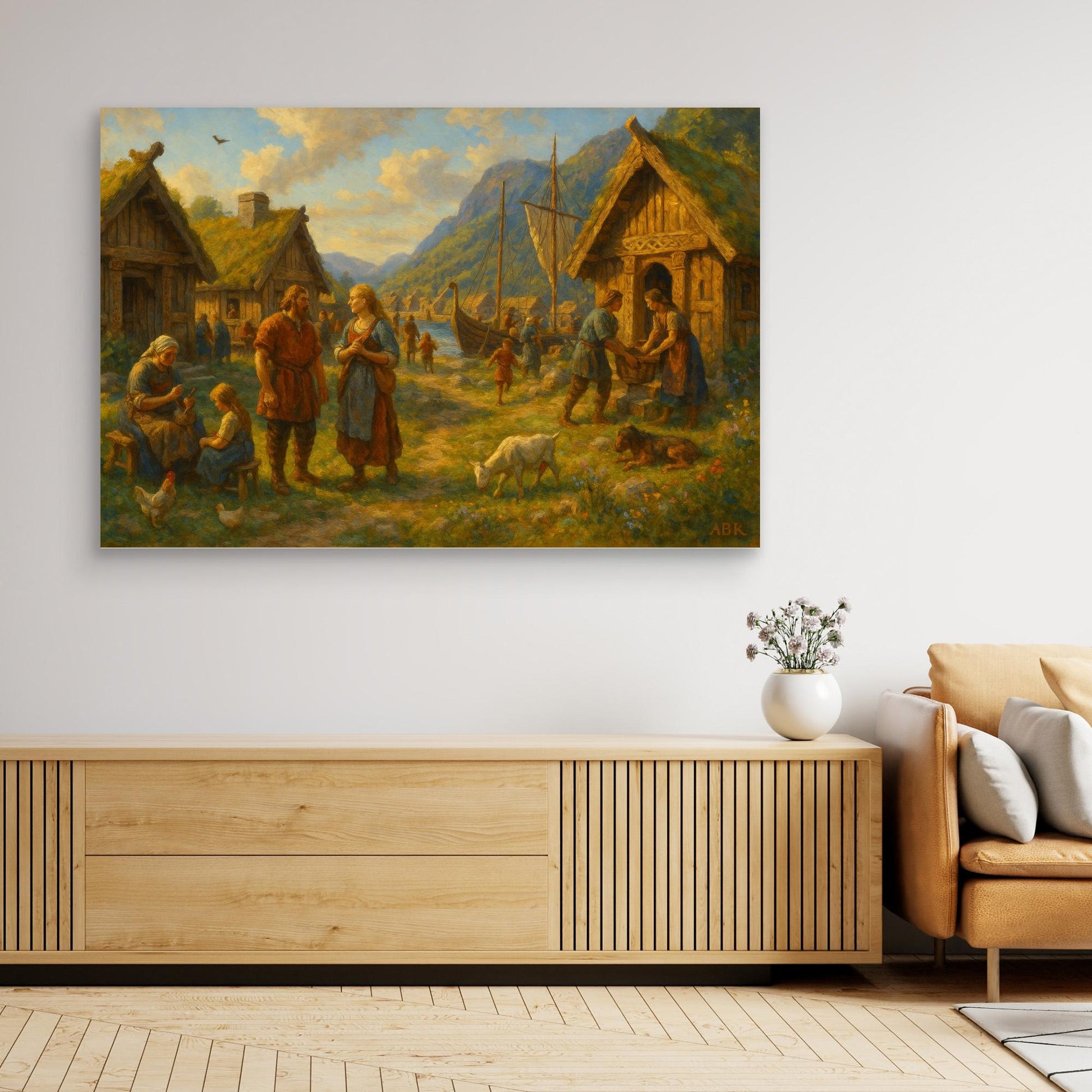 Viking Village Life Canvas Print