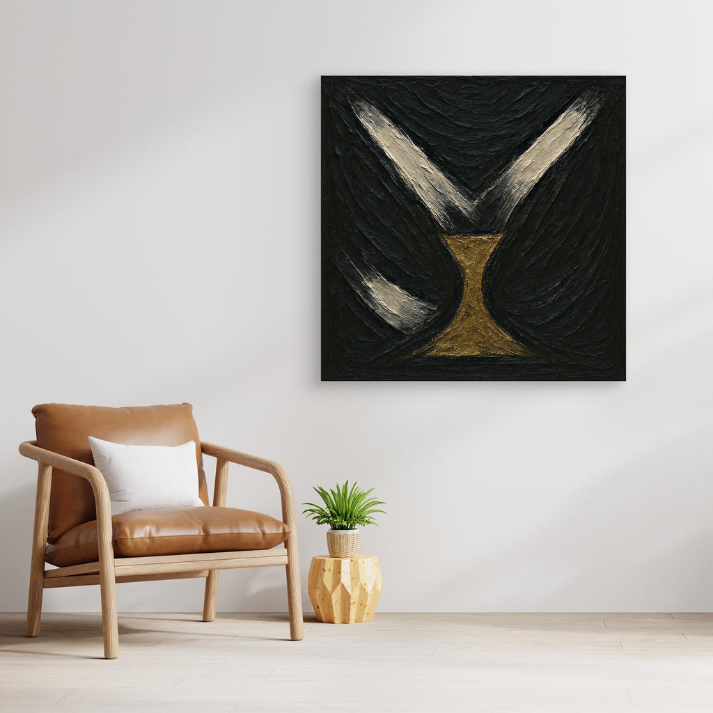 Golden Abstract Hourglass Canvas Wall Art