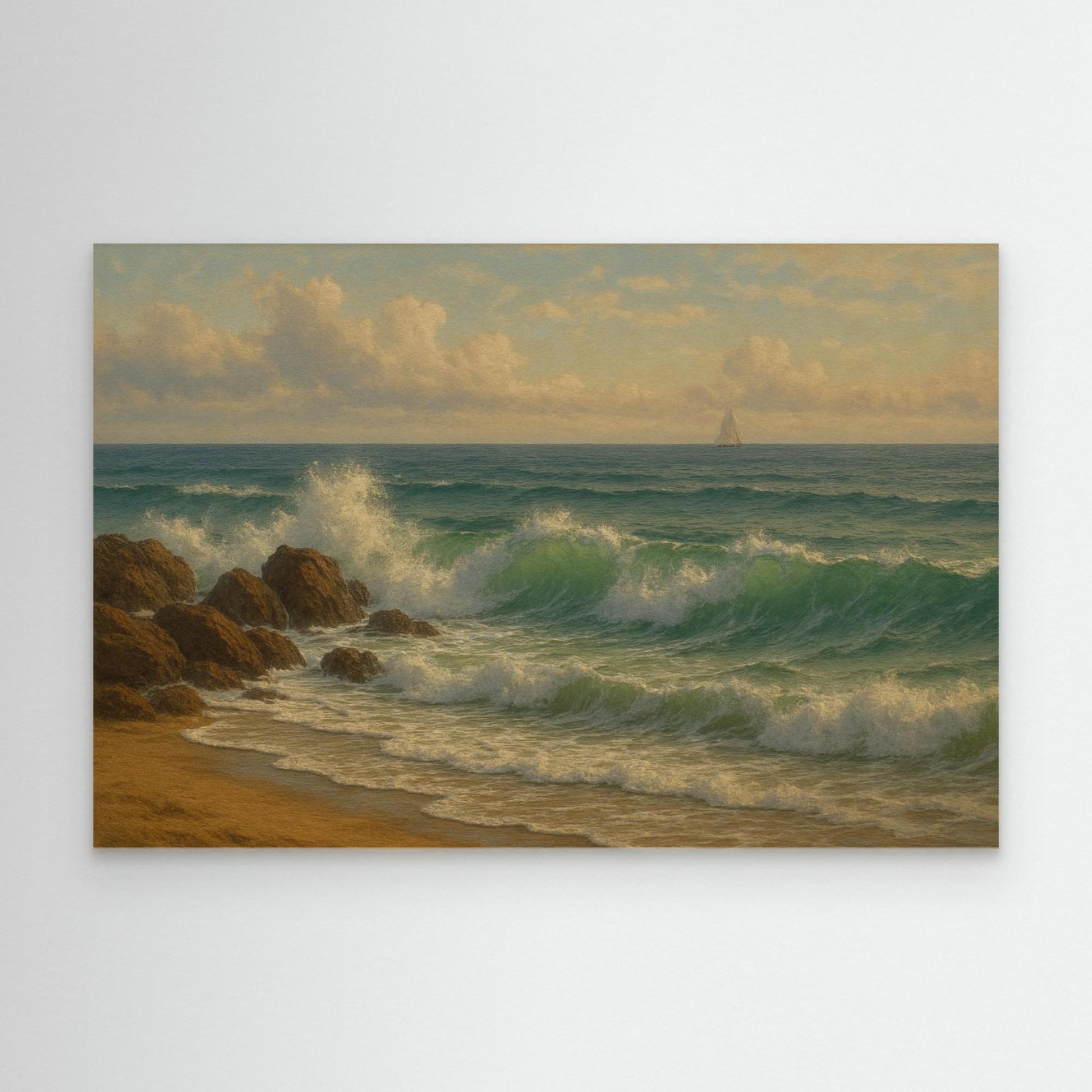 Ocean Serenity – Coastal Waves Canvas Wall Art” | Tranquil Seascape Print