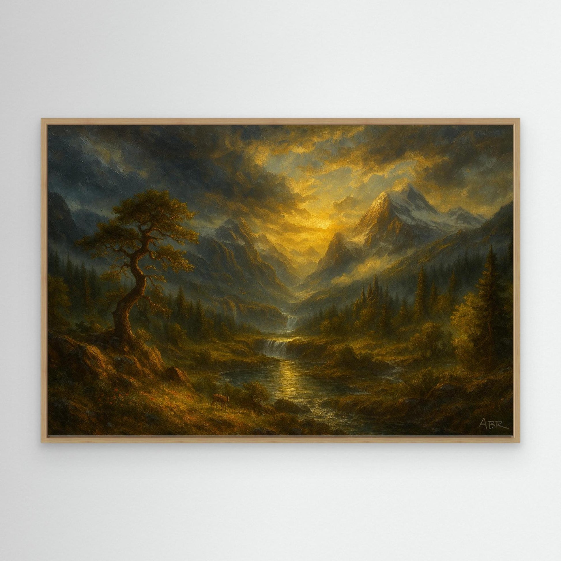 Golden Mountain Sunset – Landscape Canvas Wall Art