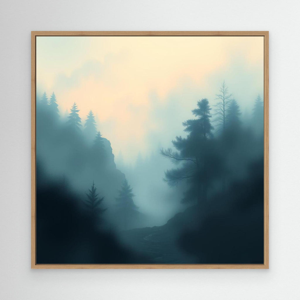 Misty Forest Silence – Minimalist Nature Canvas Wall Art for Calm Interiors