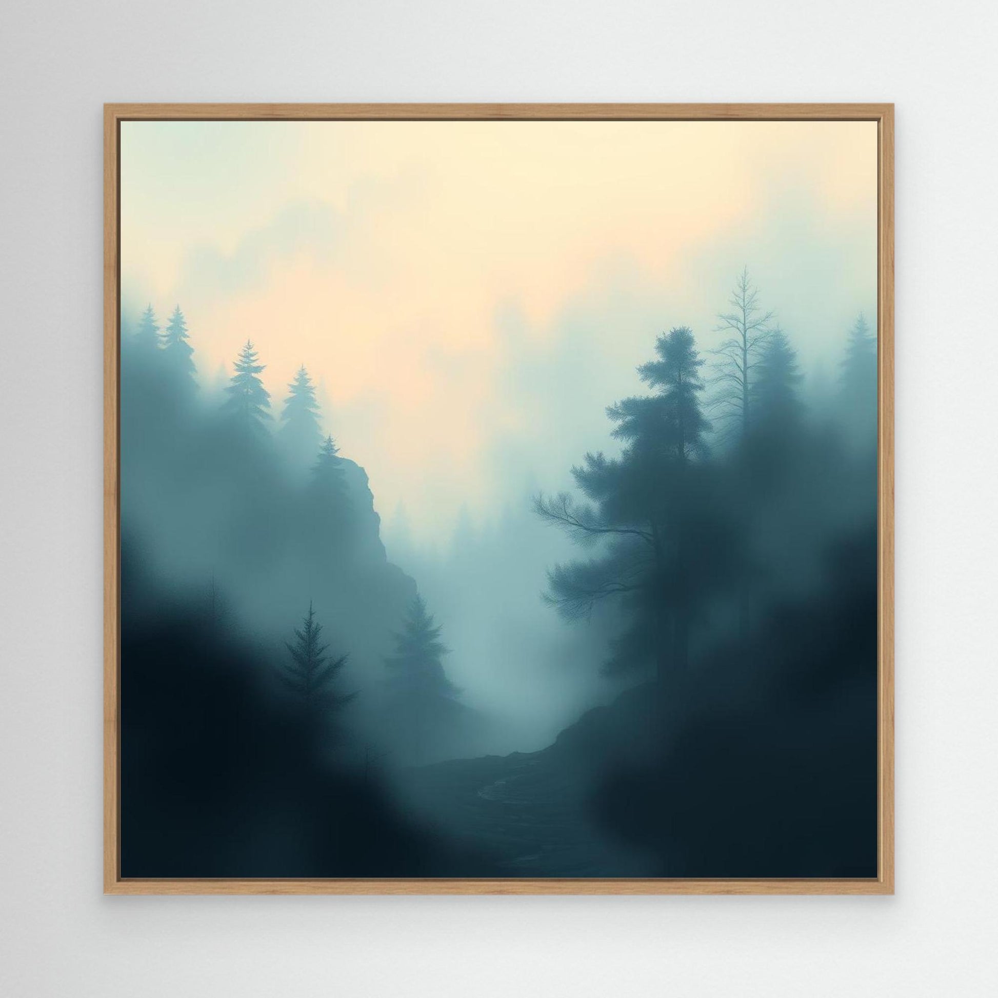 Misty Forest Silence – Minimalist Nature Canvas Wall Art for Calm Interiors