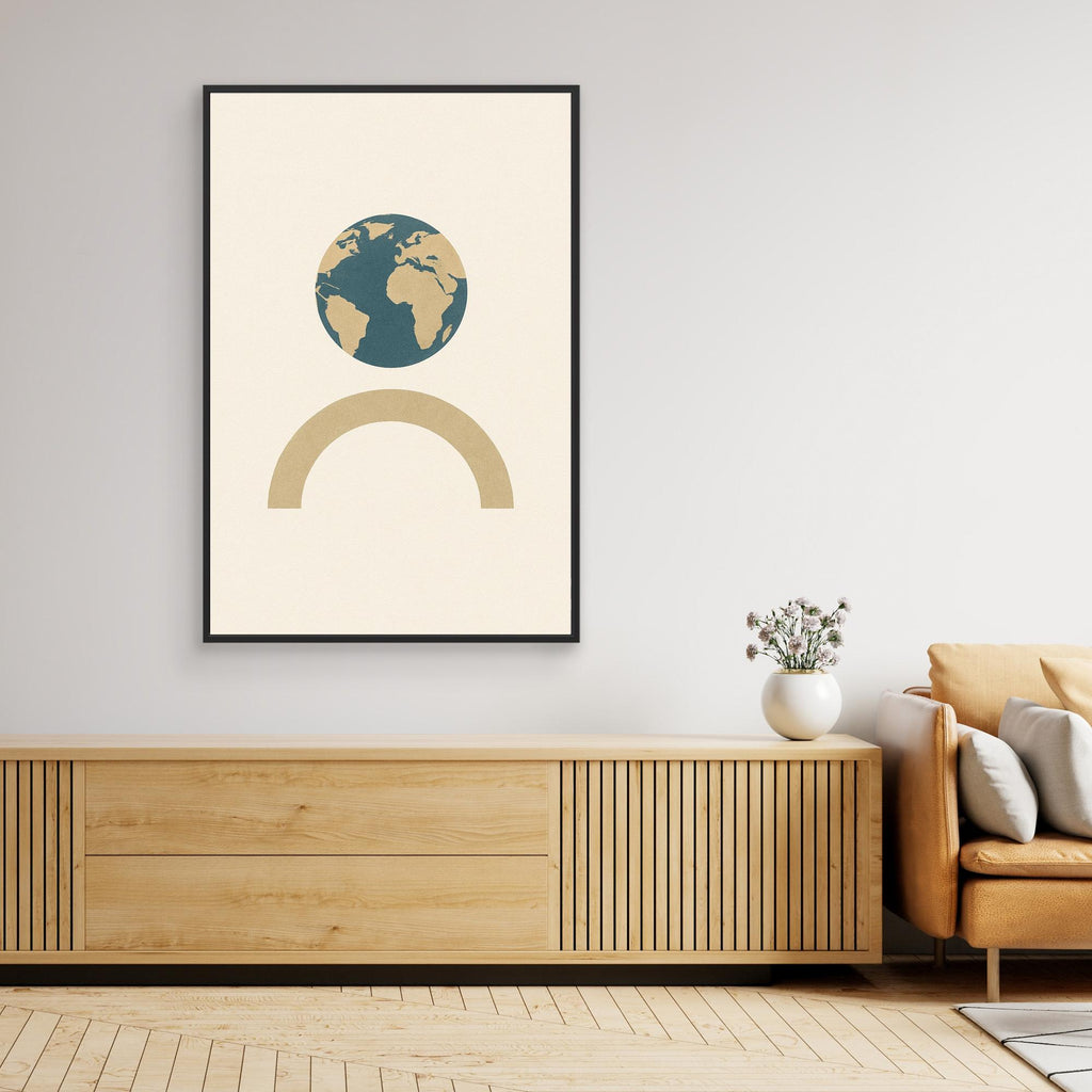 Balance of Earth – Minimalist Planet & Arch Canvas Wall Art