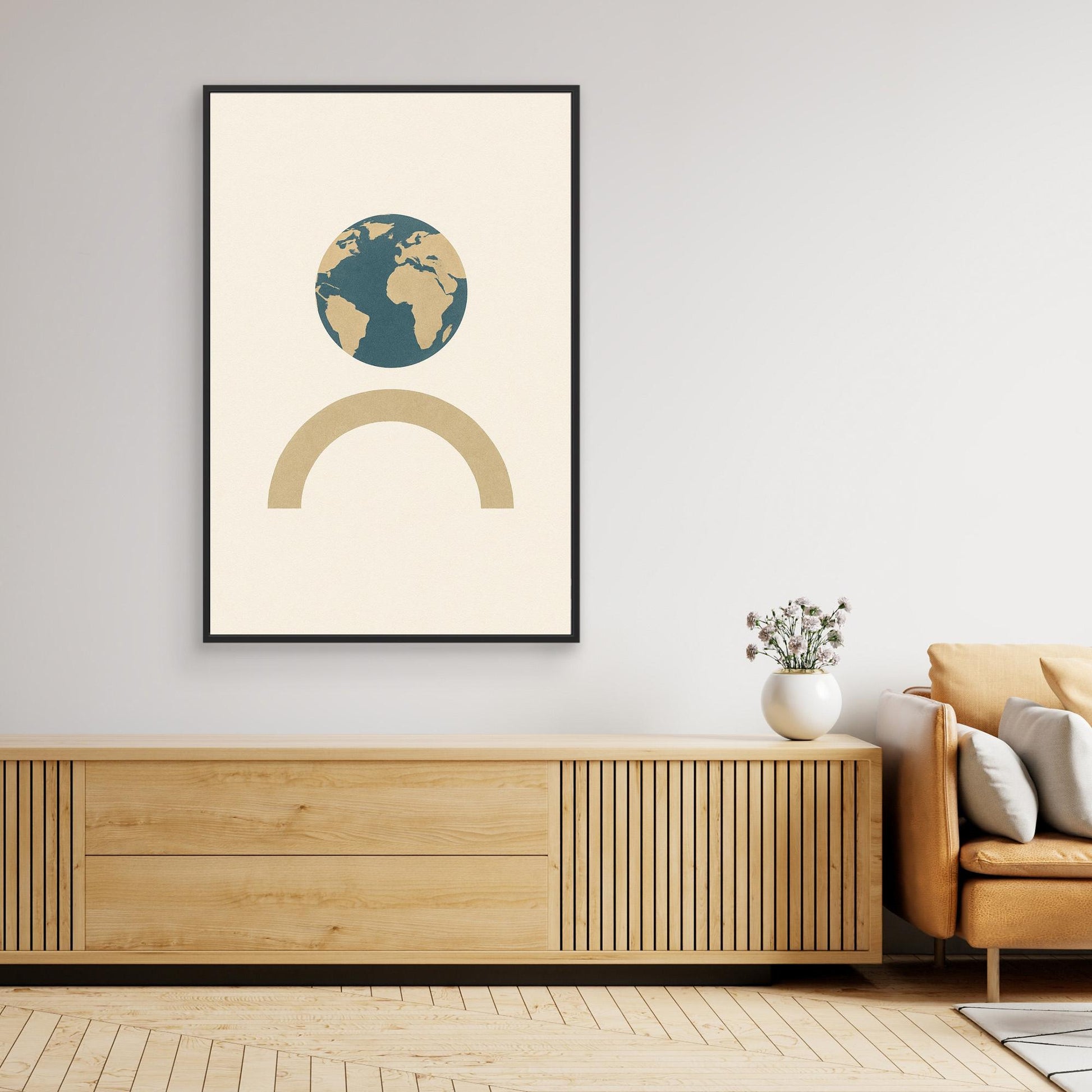 Balance of Earth – Minimalist Planet & Arch Canvas Wall Art