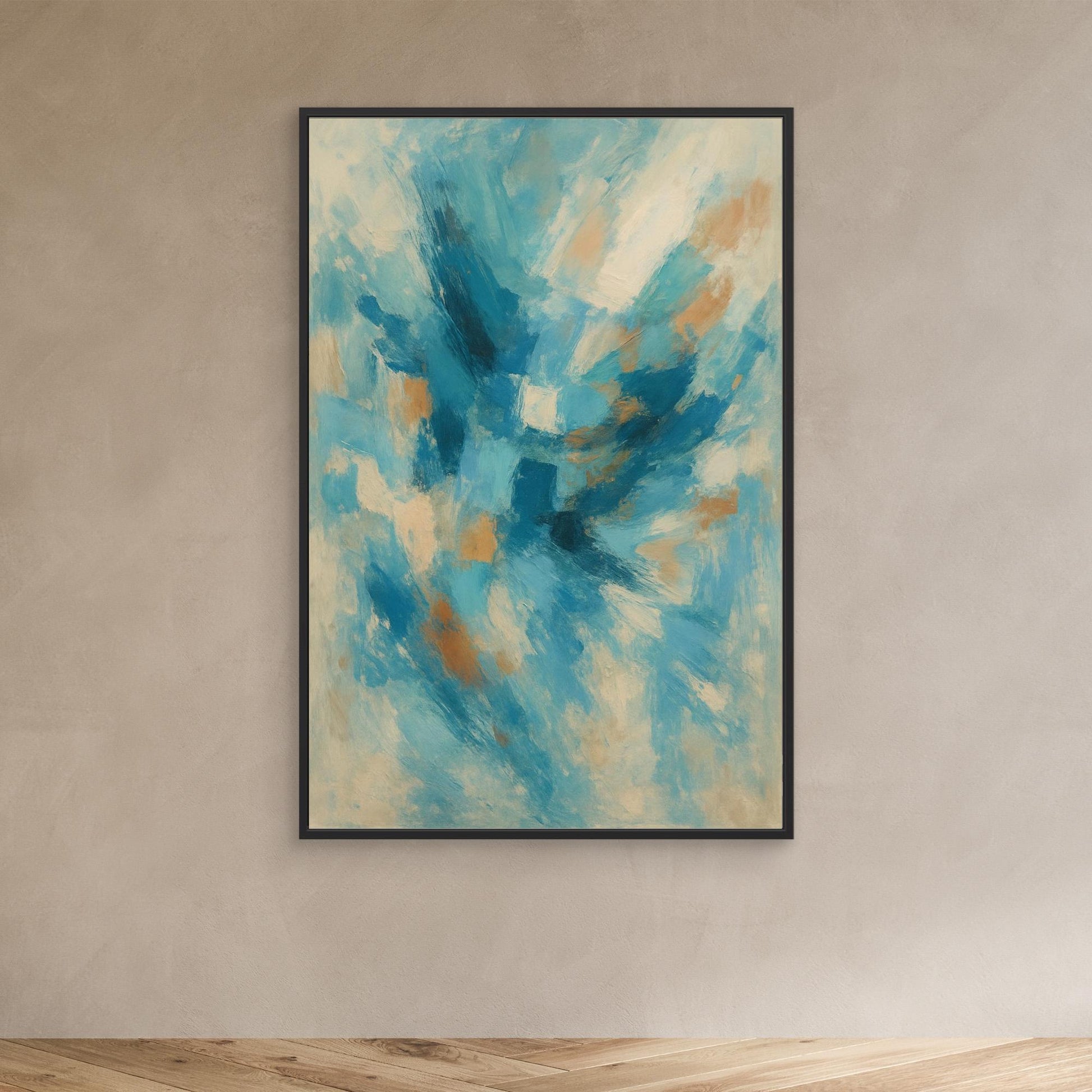 Blue Whisper – Abstract Canvas Wall Art in Oceanic Hues | Modern Splash of Color for Interior Decor