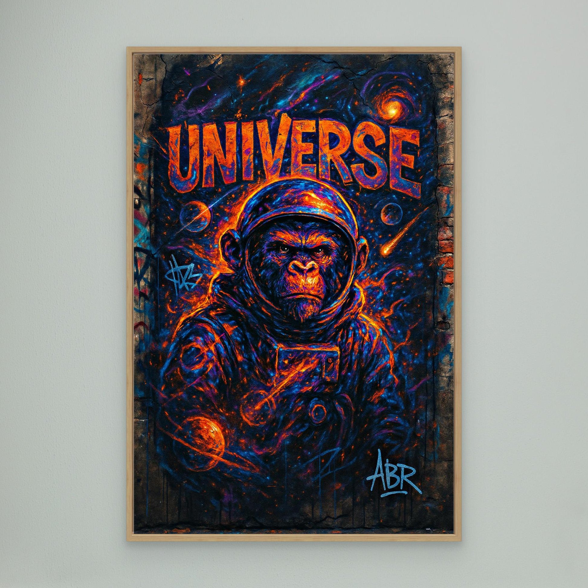 Space Gorilla Canvas Wall Art – Graffiti Style Universe Print