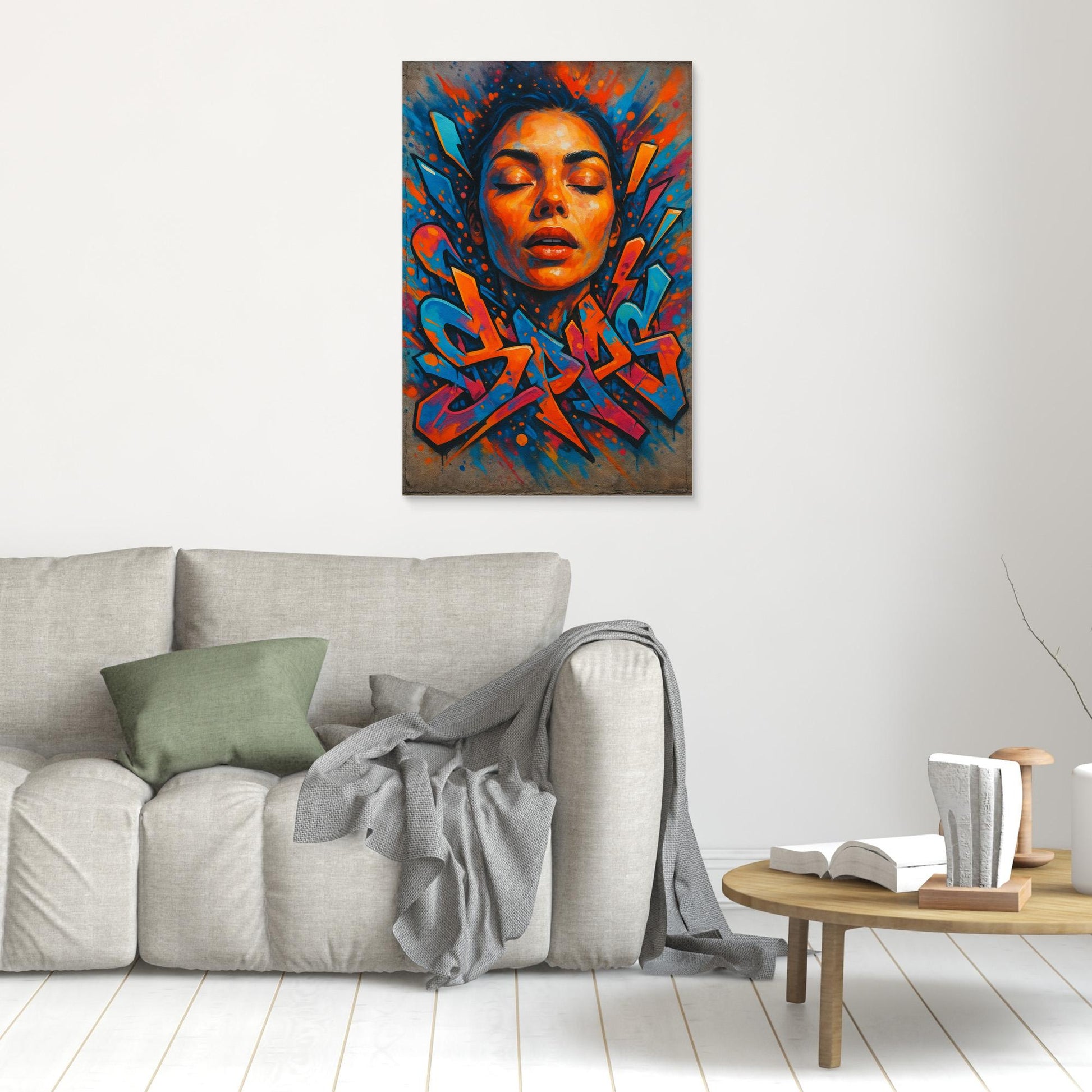 Urban Graffiti Portrait – Colorful Canvas Wall Art