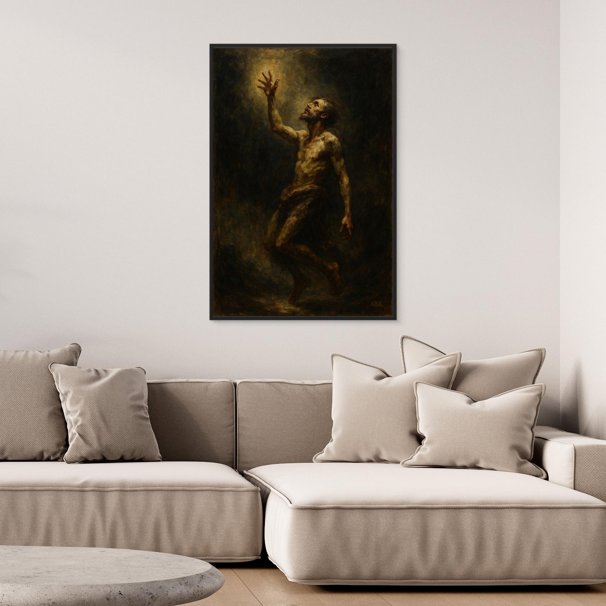 Figurative Canvas Wall Art – Man Reaching for Light