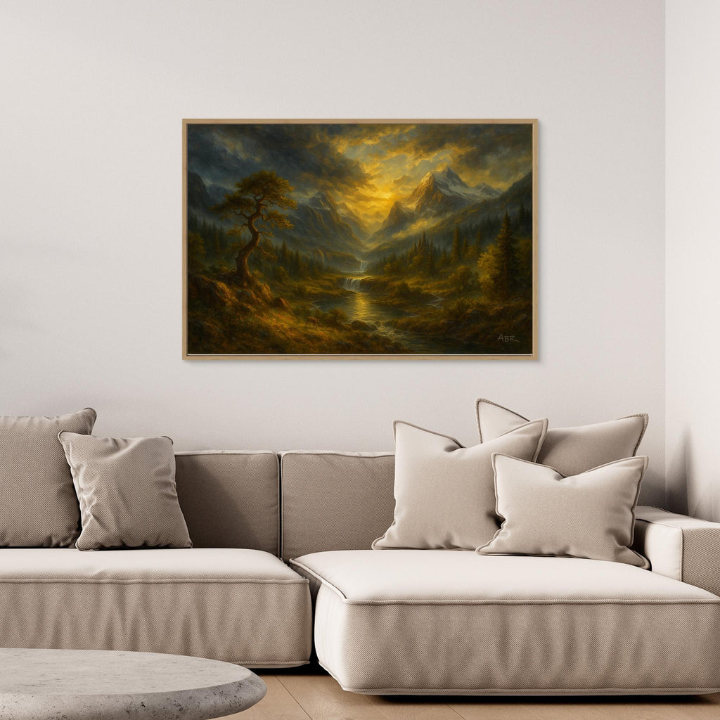 Golden Mountain Sunset – Landscape Canvas Wall Art