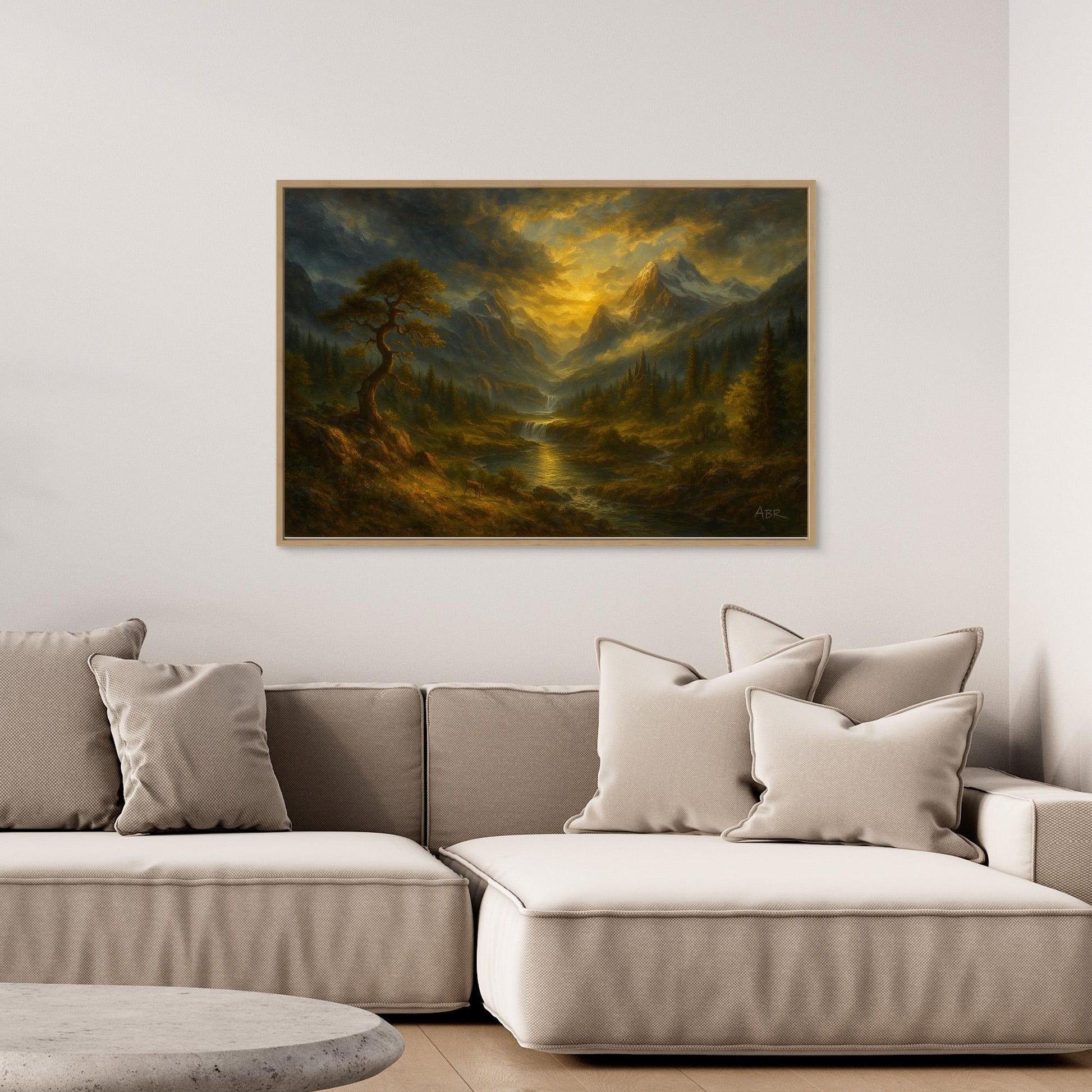 Golden Mountain Sunset – Landscape Canvas Wall Art