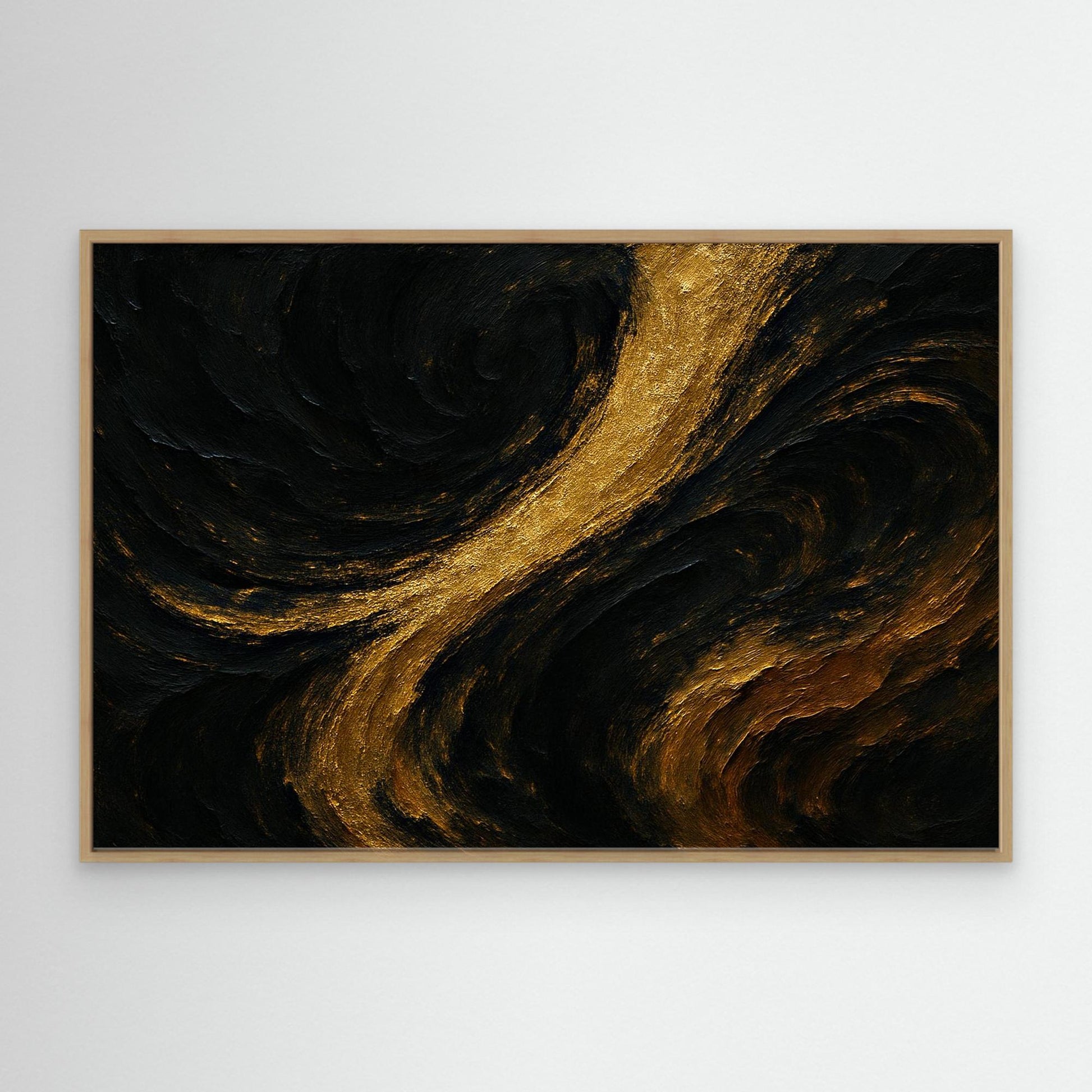 Gold and Black Abstract Canvas Wall Art – Luxury Textured Print