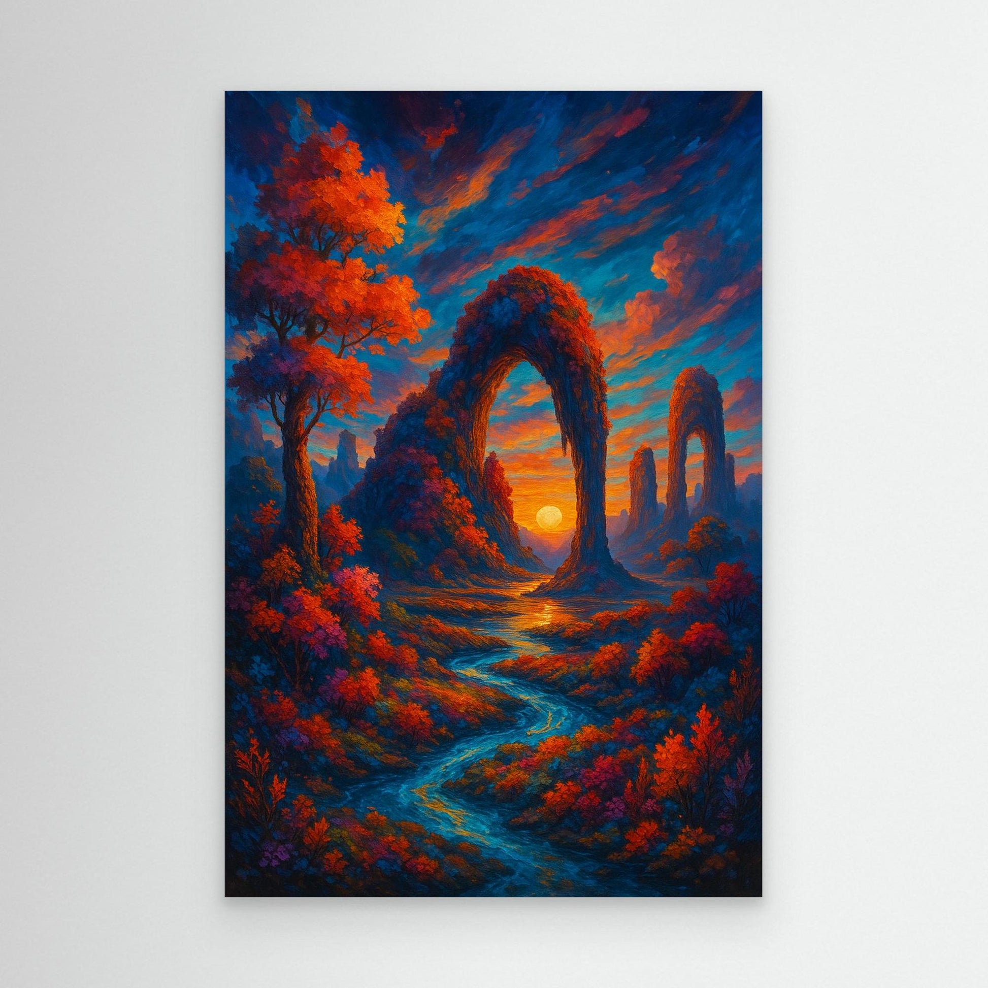 Fantasy Sunset Landscape Canvas Wall Art – Colorful Nature Print