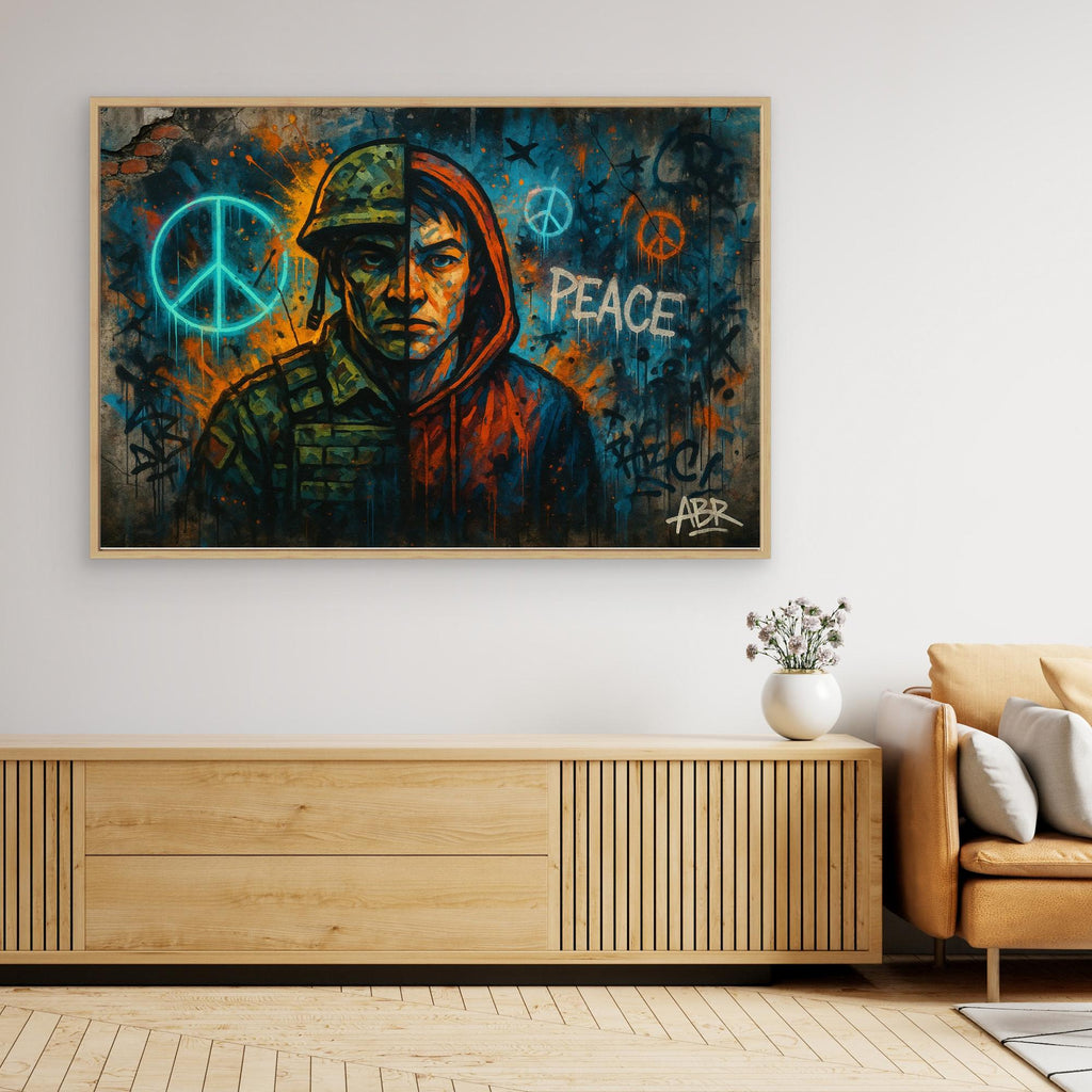 Peace and War Street Art Canvas – Urban Graffiti Wall Print