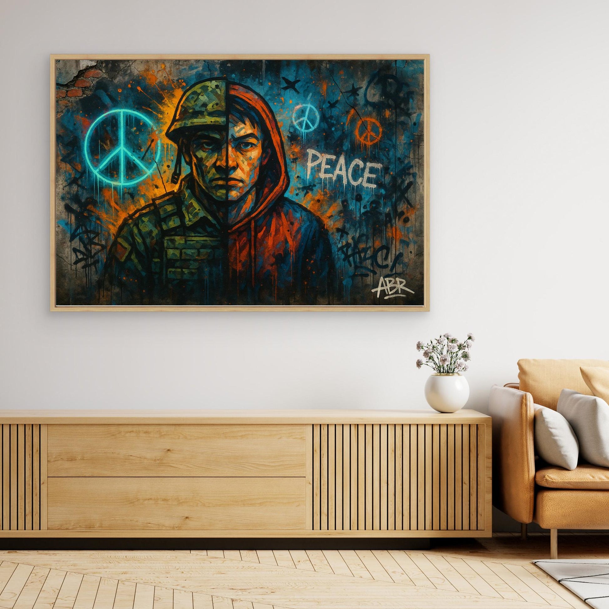 Peace and War Street Art Canvas – Urban Graffiti Wall Print