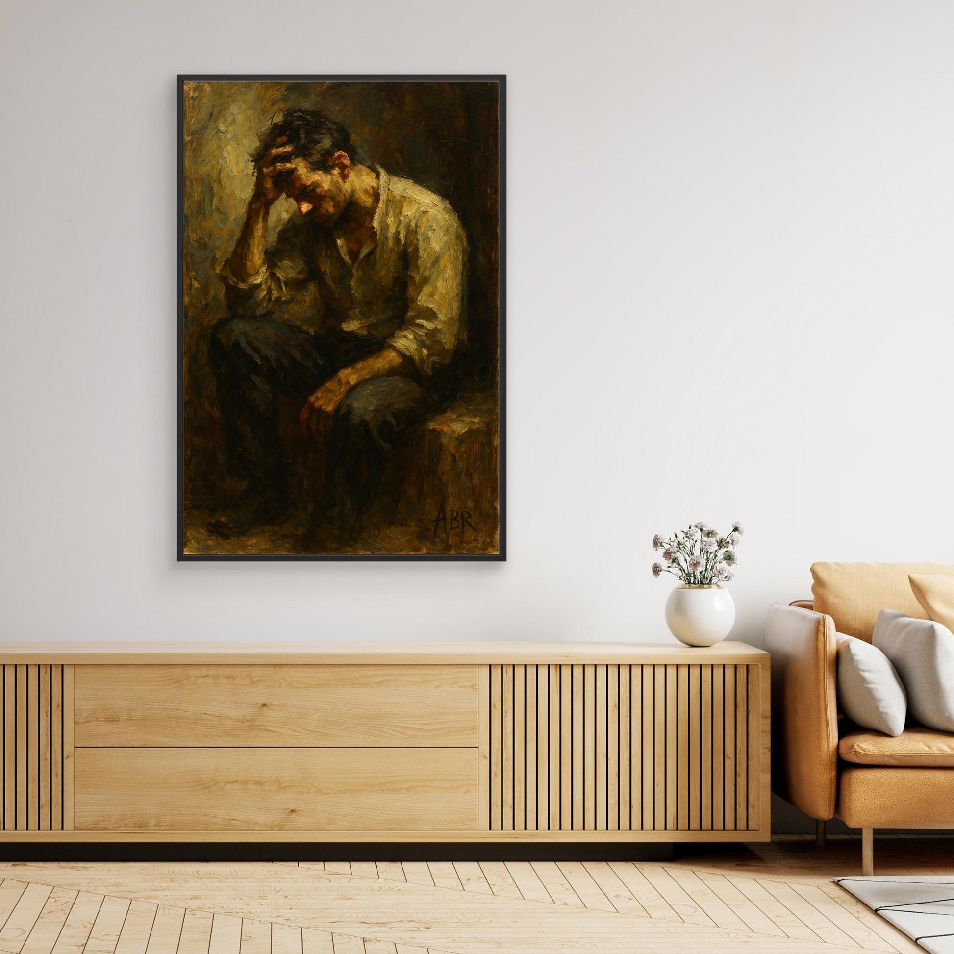 Contemplative Man Figurative Canvas Wall Art