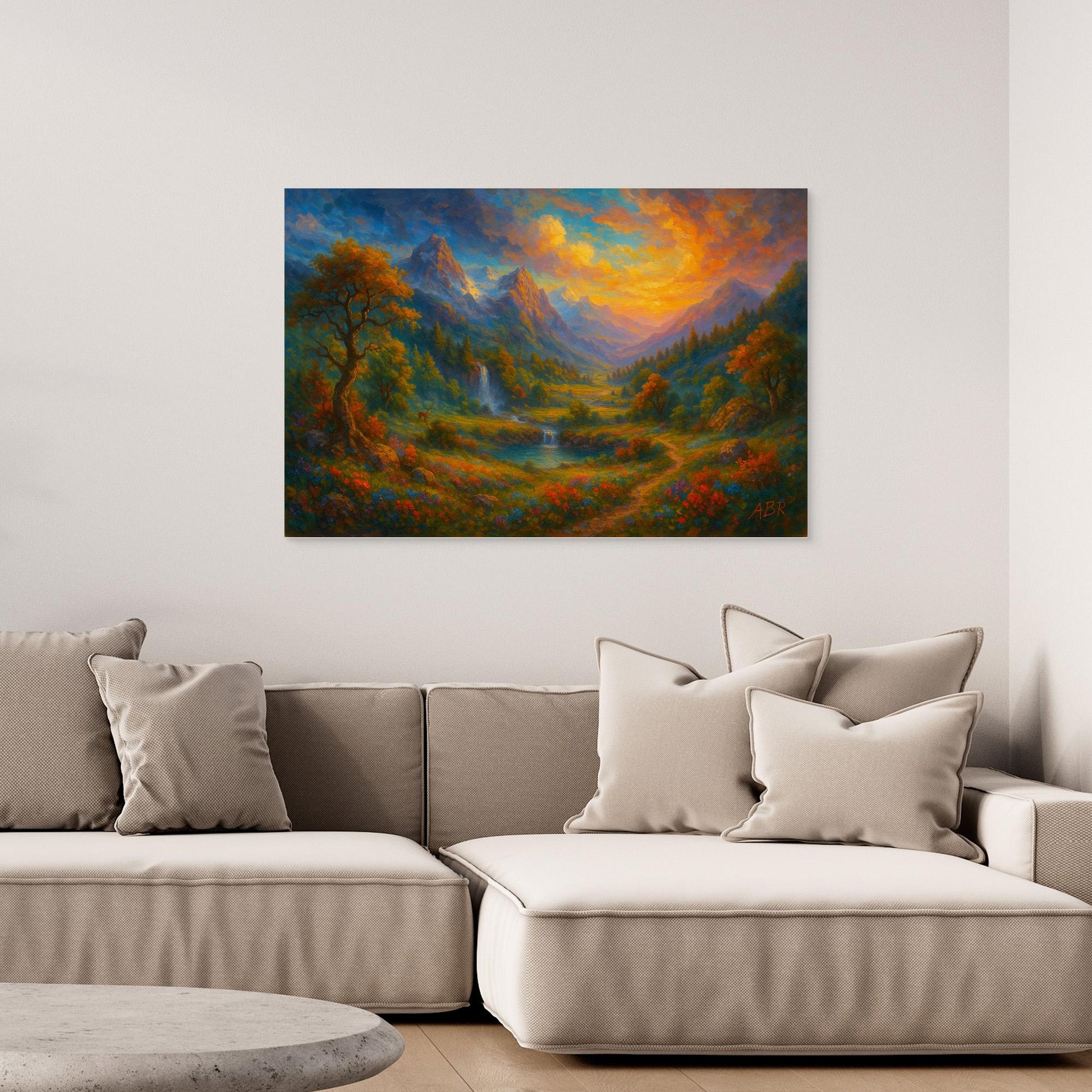 Colorful Mountain Sunset Canvas Wall Art