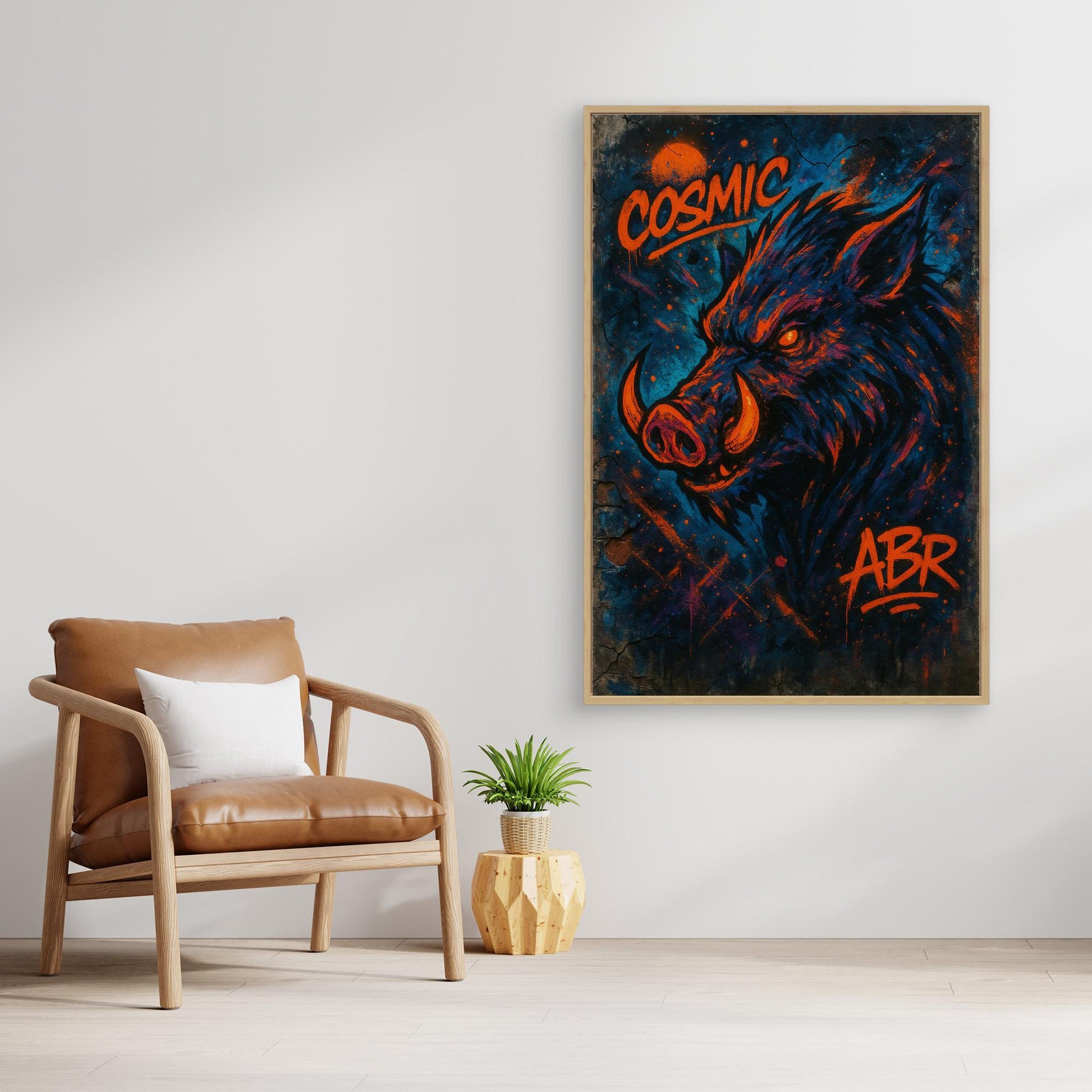 Cosmic Boar Graffiti Canvas Wall Art
