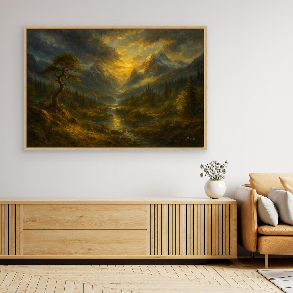 Golden Mountain Sunset – Landscape Canvas Wall Art