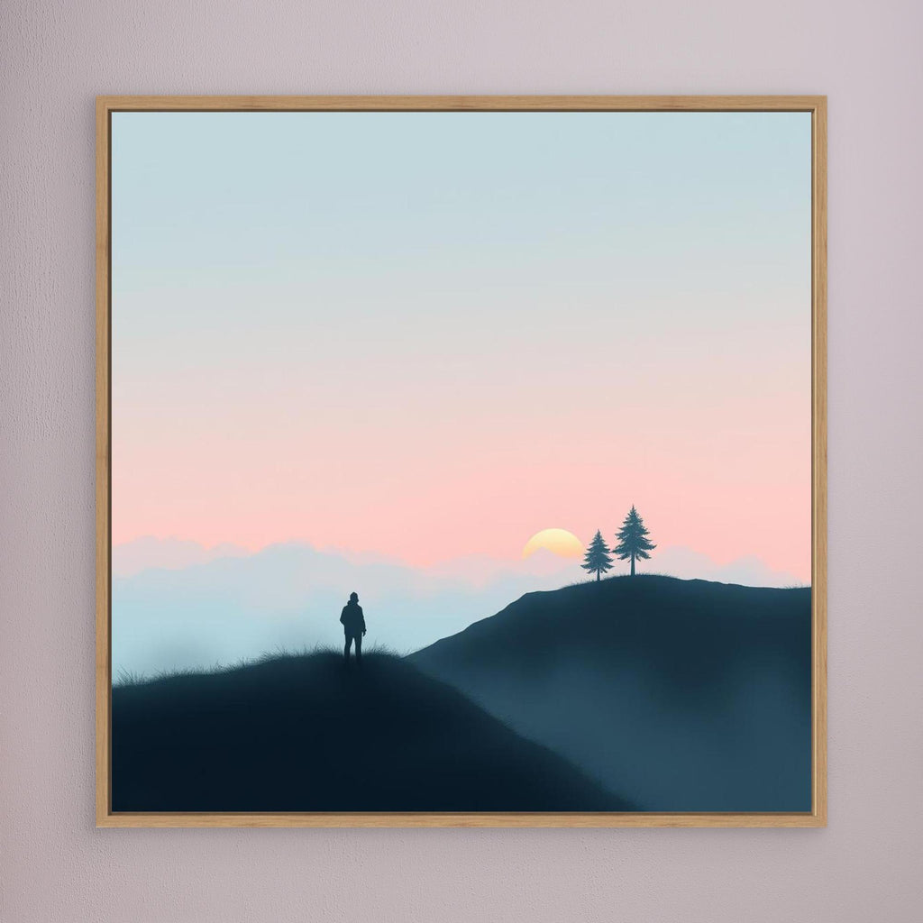 Solitude at Sunset – Minimalist Landscape Canvas Wall Art