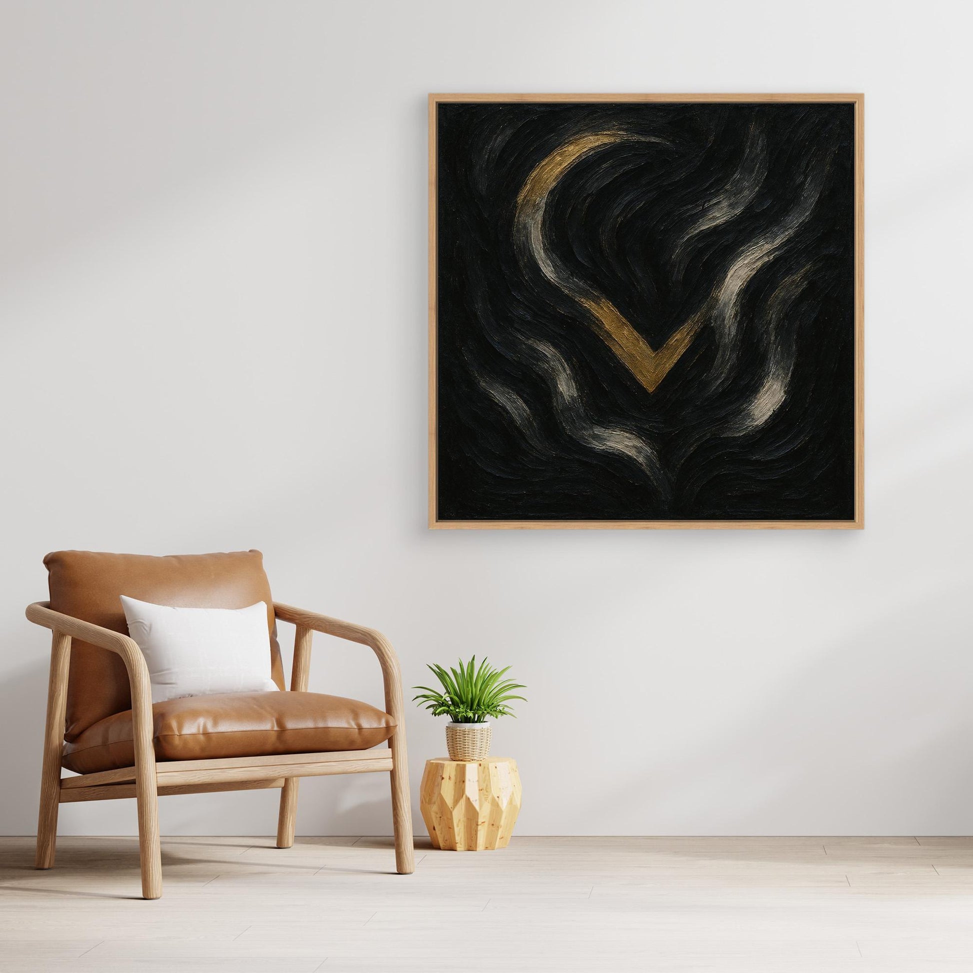 Abstract Golden Descent Canvas Wall Art