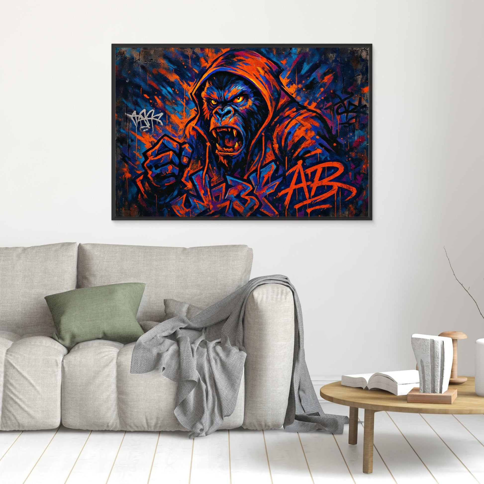 Angry Gorilla Graffiti Canvas Wall Art