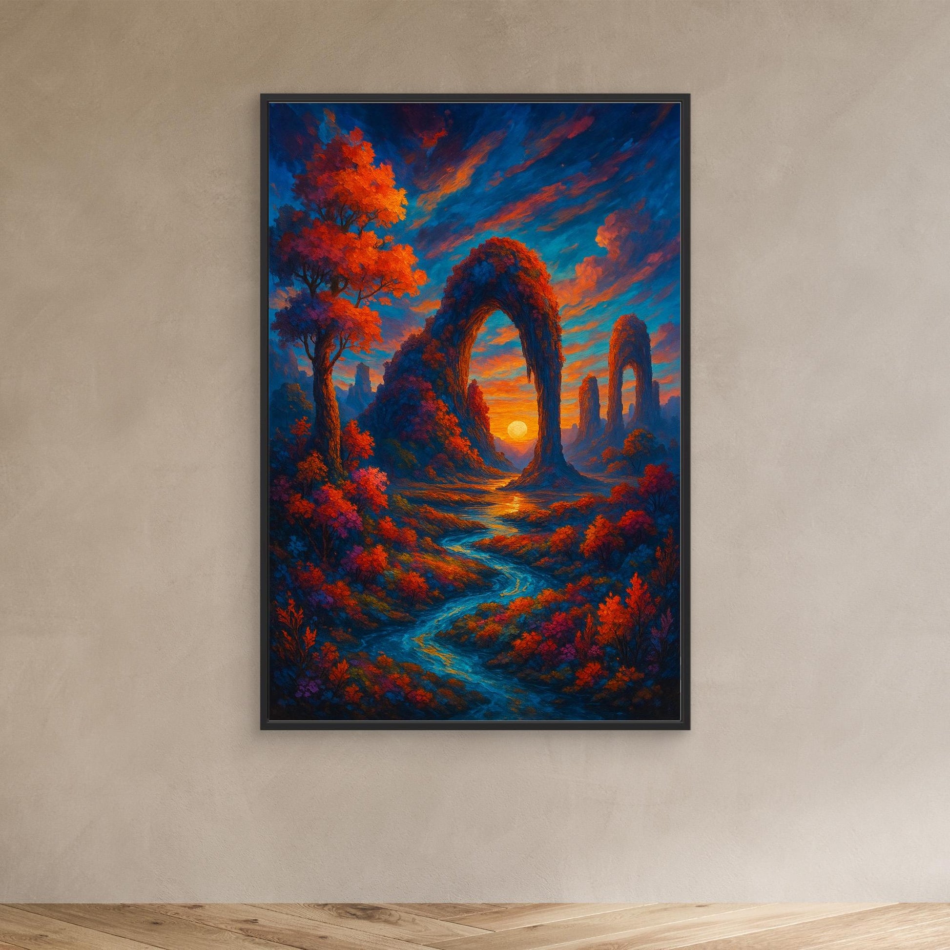Fantasy Sunset Landscape Canvas Wall Art – Colorful Nature Print