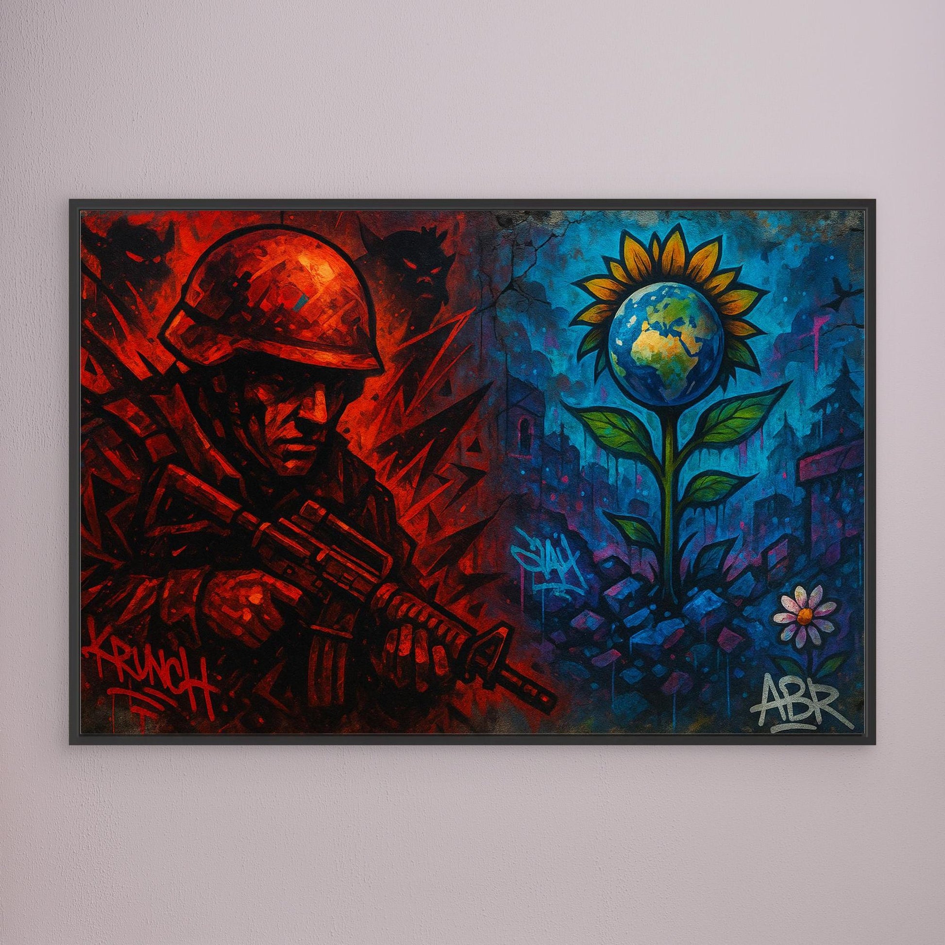 War and Peace Graffiti Canvas Wall Art