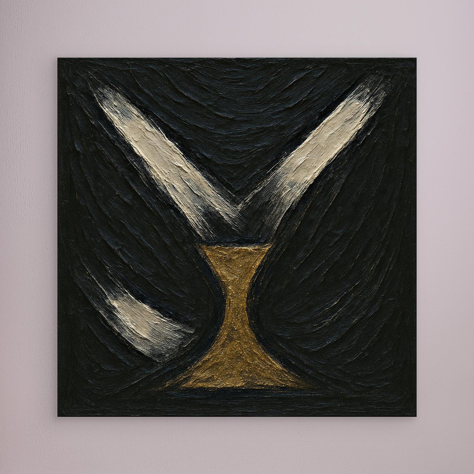 Golden Abstract Hourglass Canvas Wall Art