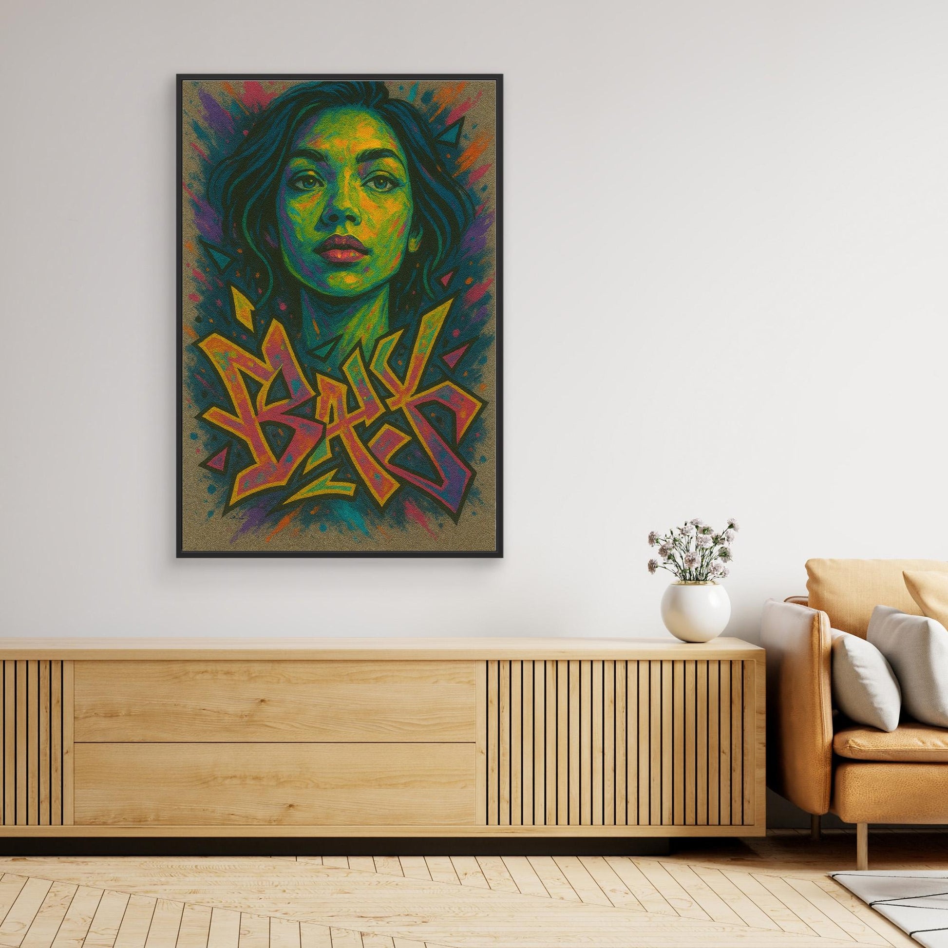 Colorful Graffiti Woman Canvas Wall Art – Bold Urban Street Style
