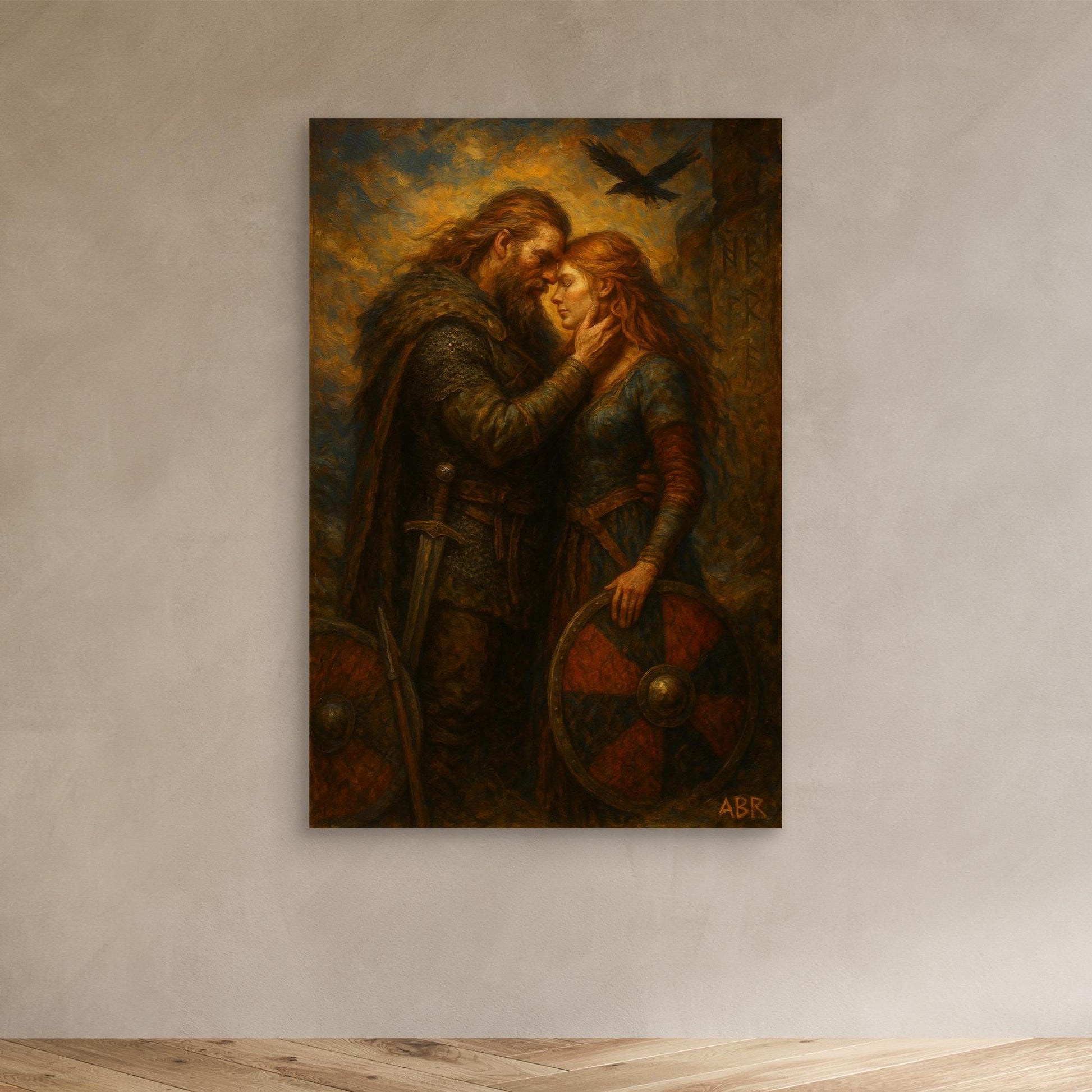 Viking Warrior Couple Canvas Wall Art