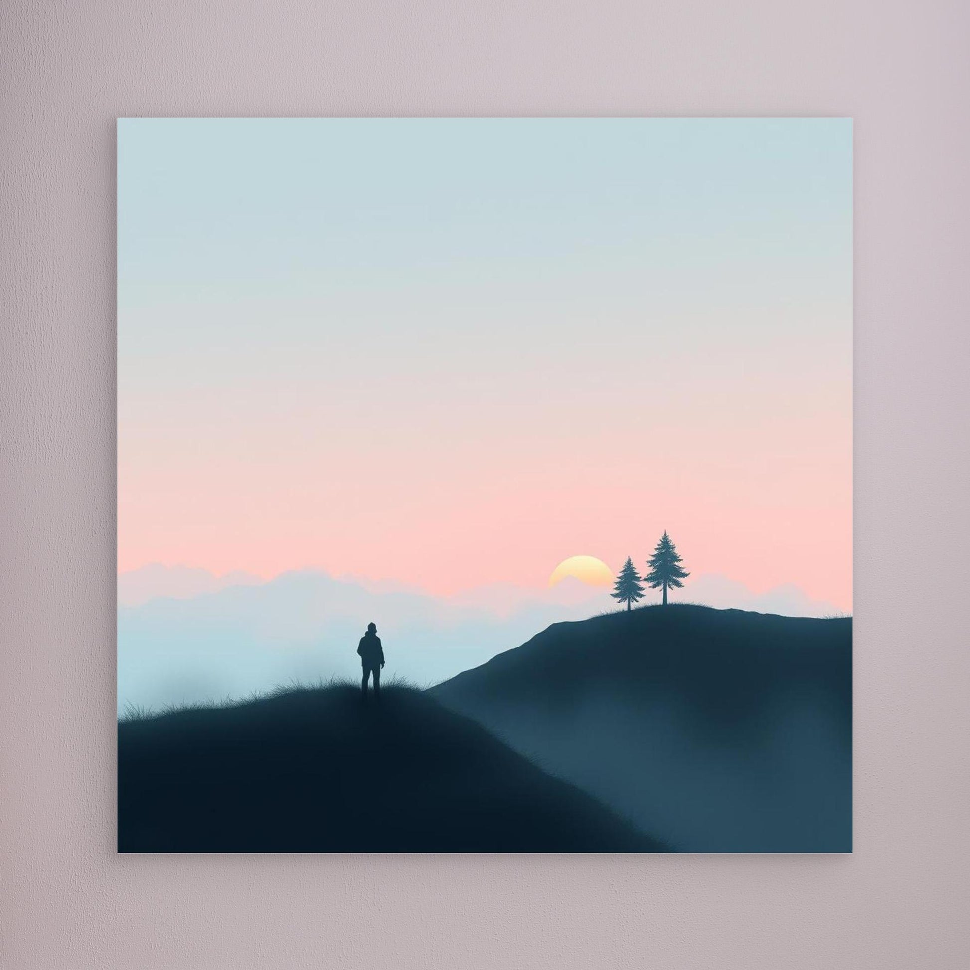Solitude at Sunset – Minimalist Landscape Canvas Wall Art