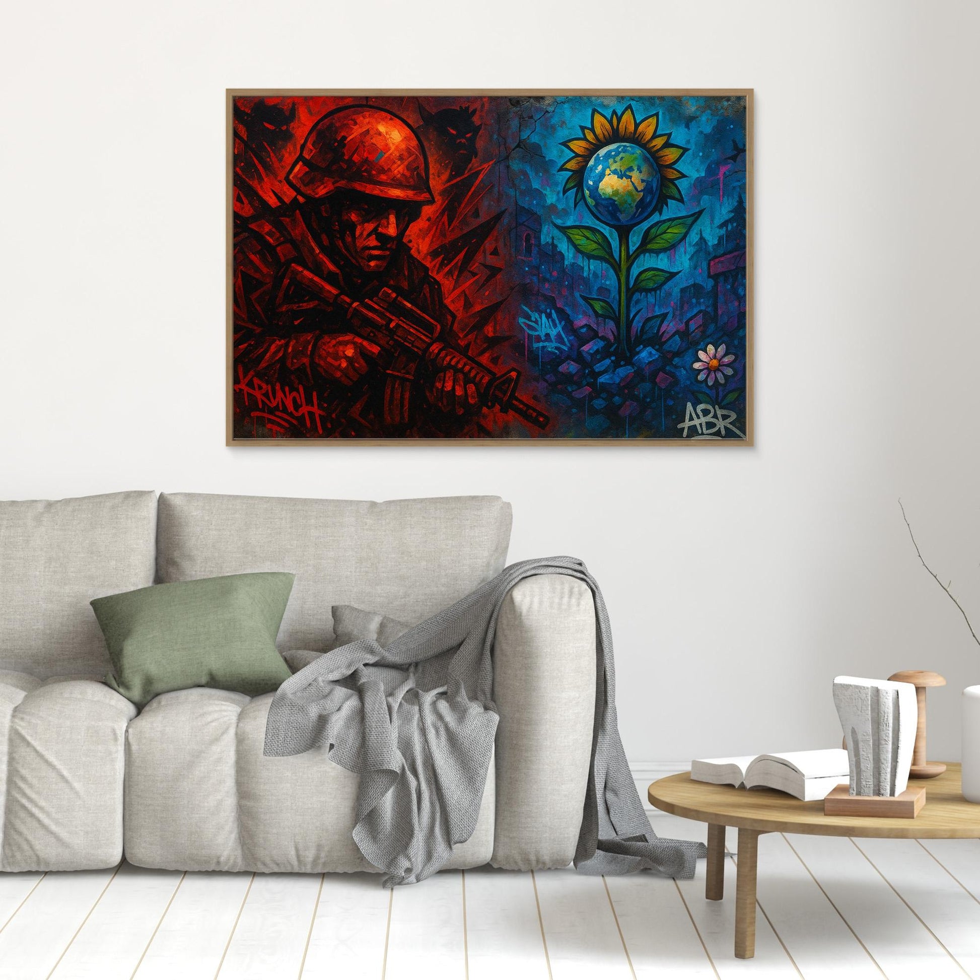 War and Peace Graffiti Canvas Wall Art